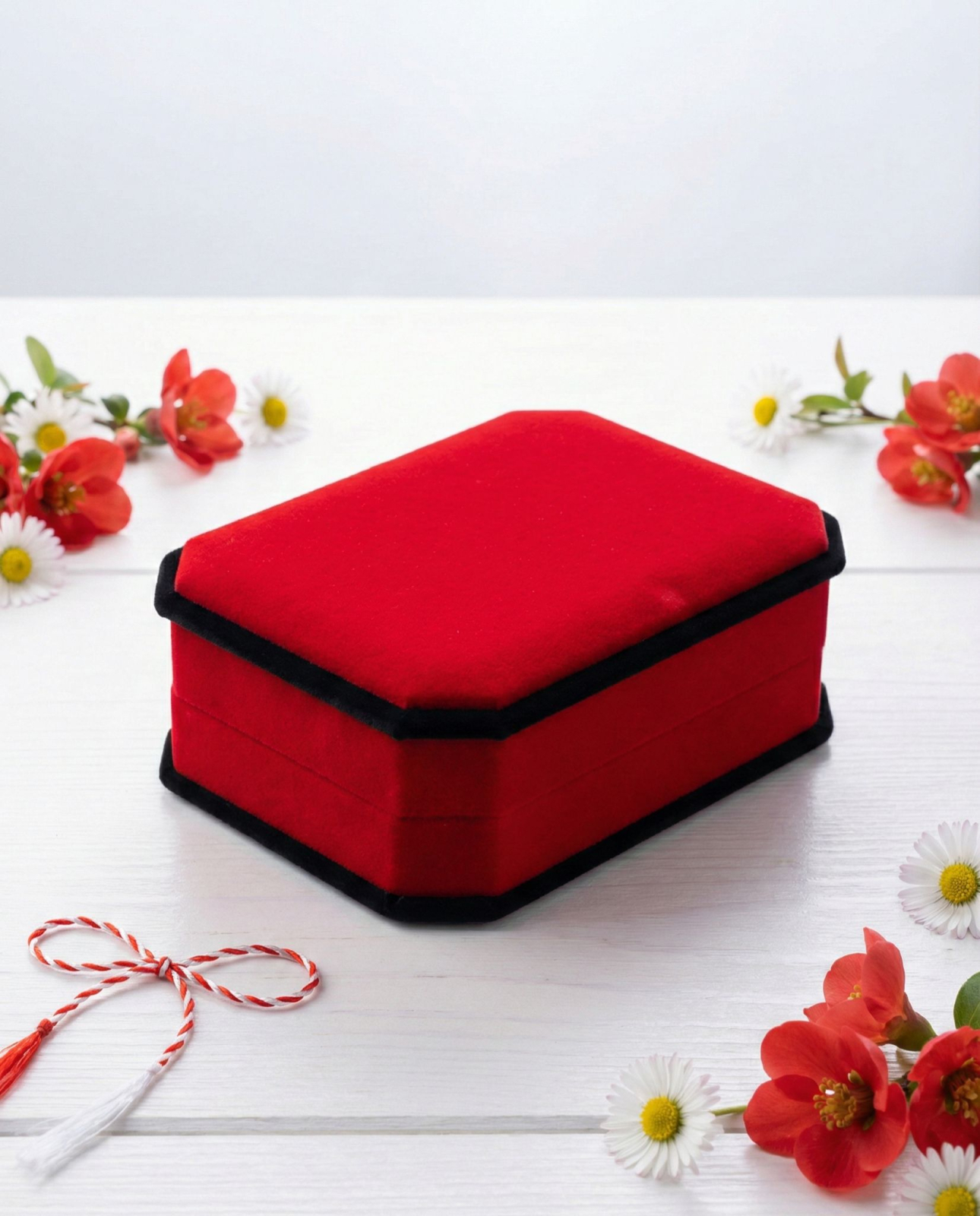 Brosa trandafir auriu cu strasuri, martisor, cutie catifea 10x7x3 cm [2]