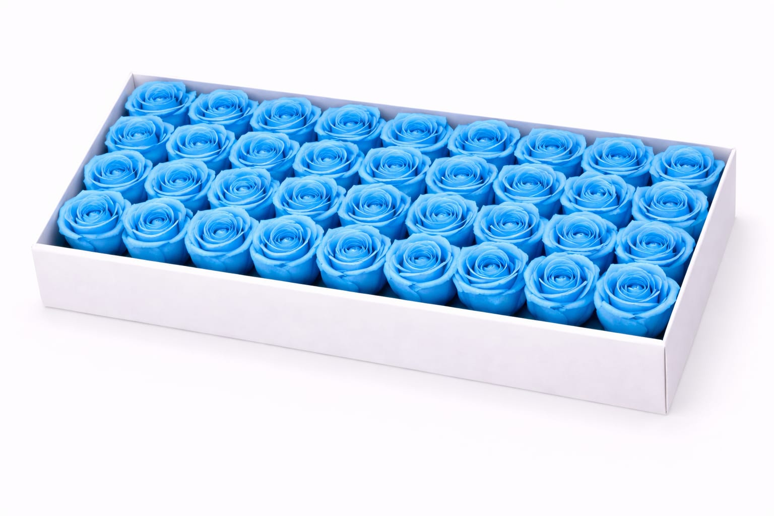 Set 50 trandafiri de sapun parfumati albastru deschis in cutie eleganta 44x23 cm [1]
