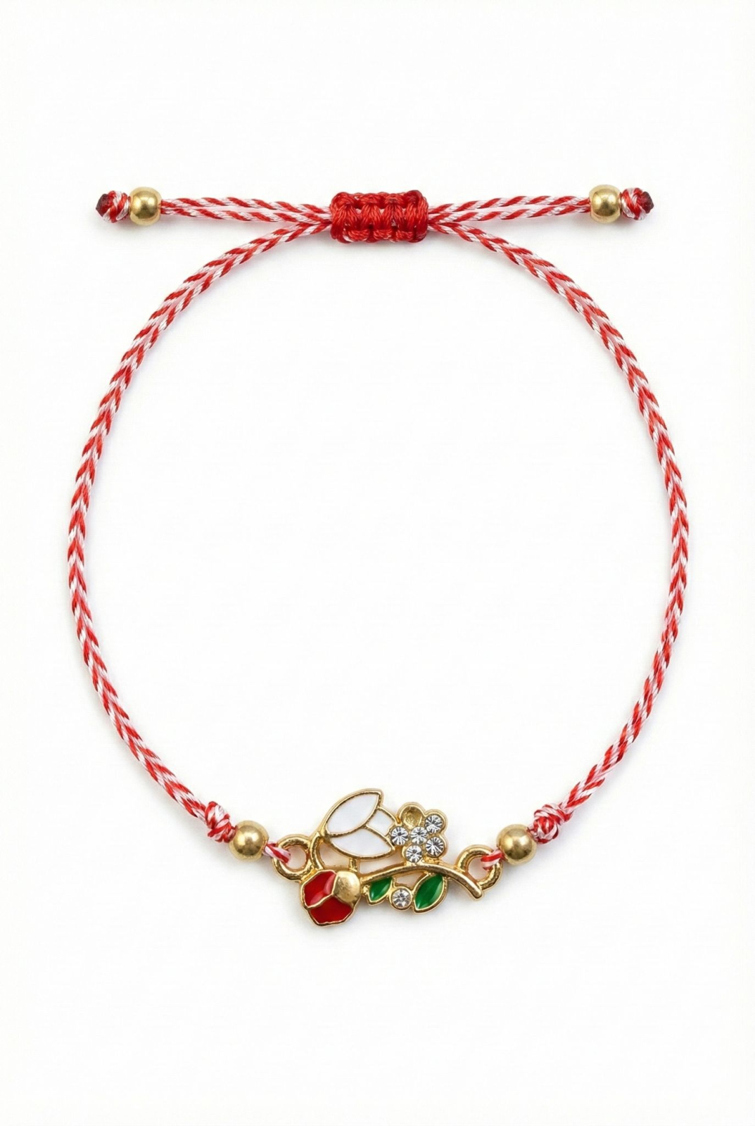 Set 12 bratari martisor cu ghiocel si buburuza, snur rosu alb, ambalate individual [1]