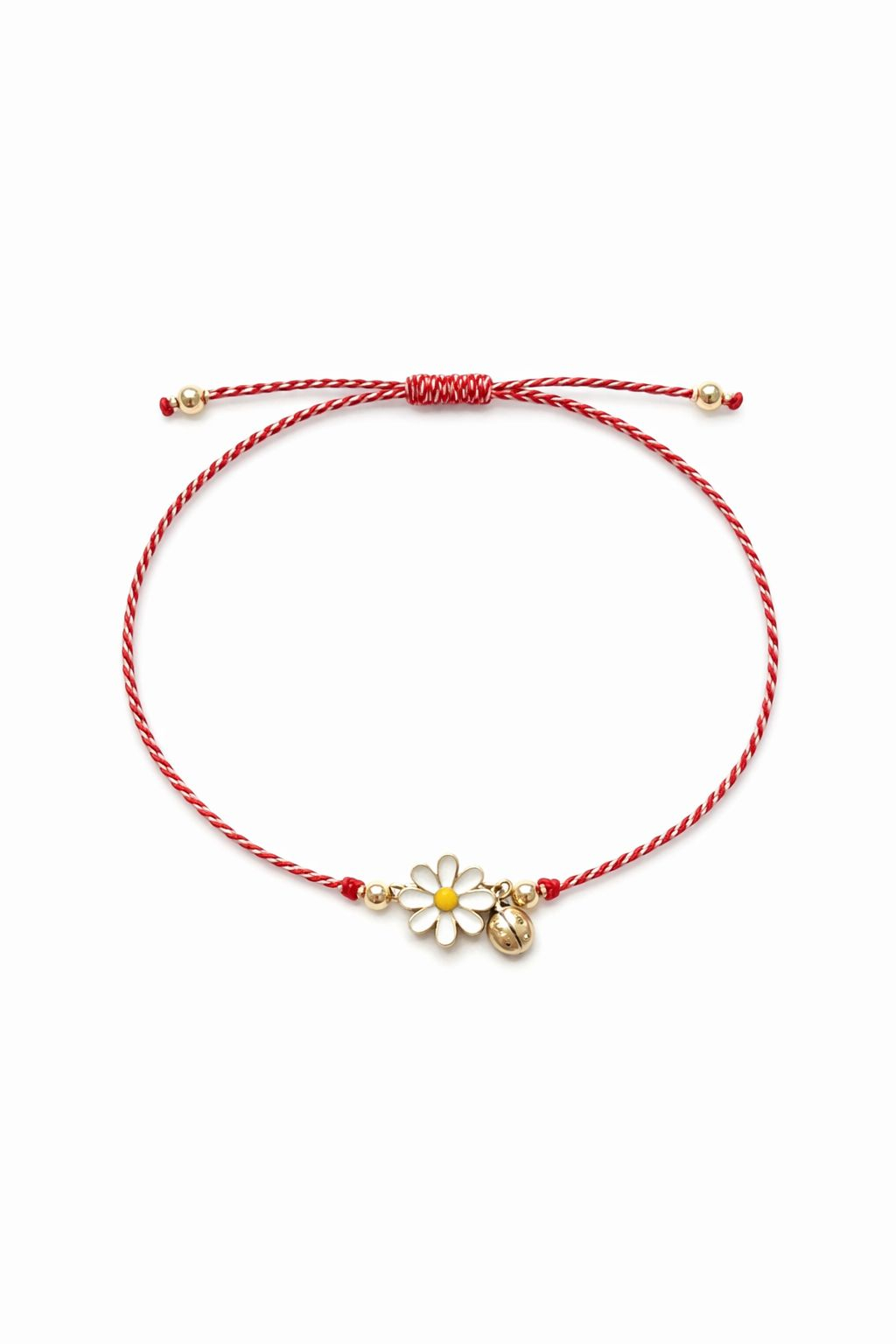 Set 12 bratari martisor cu simbol margareta si snur rosu alb, ambalate individual [1]