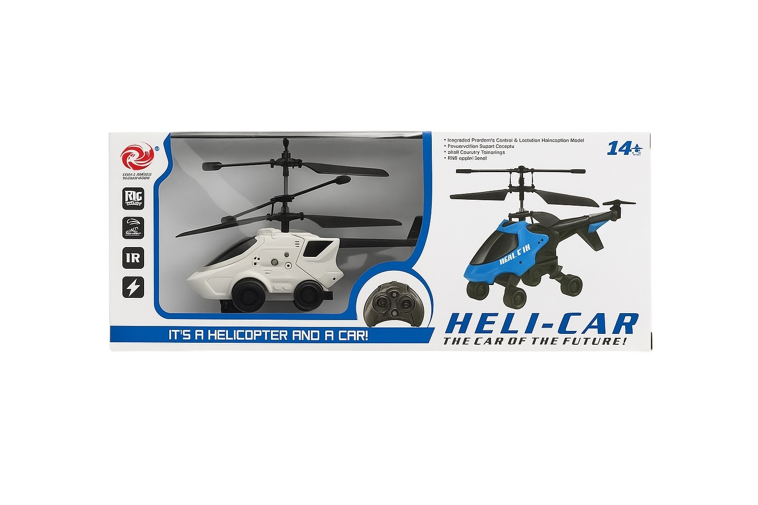 Elicopter si Masina 2 in 1 cu Telecomanda, Model Heli-Car, Jucarie Interactiva 14+ Ani [1]