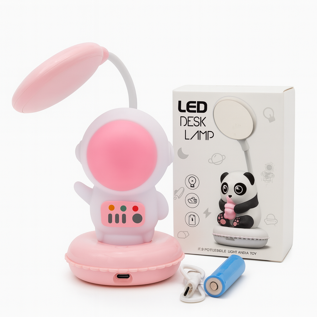 Lampa LED birou astronaut roz, flexibila, reincarcabila, lumina reglabila