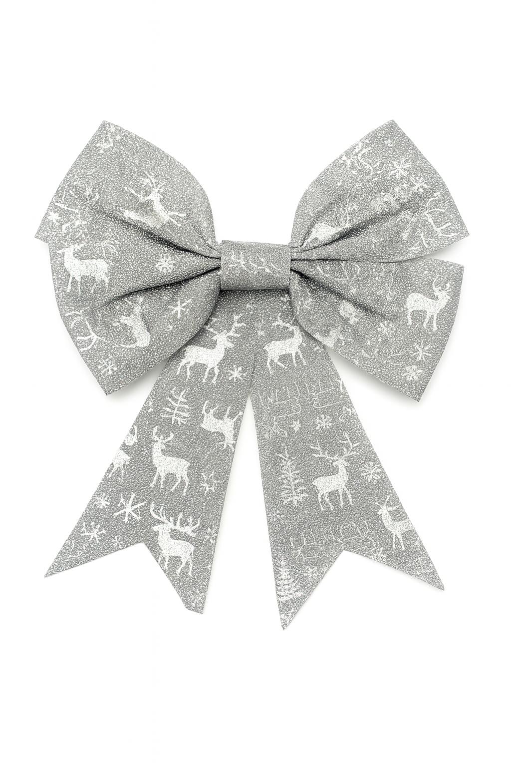 Fundita Decorativa Craciun Argintie XL - Glitter si Model Ren Elegant