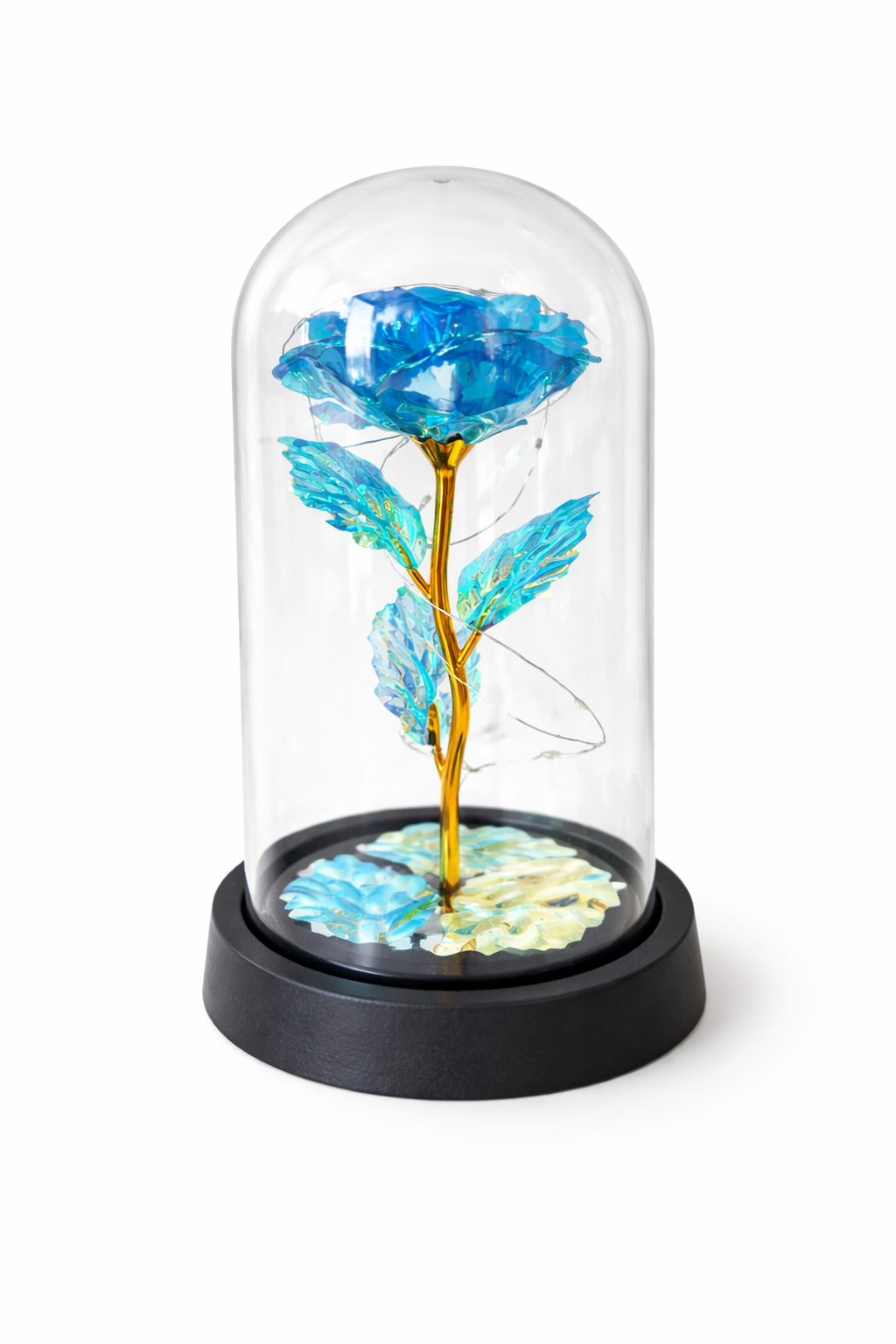 Cupola decorativa premium cu trandafir albastru LED, design elegant, 20x11 cm [1]