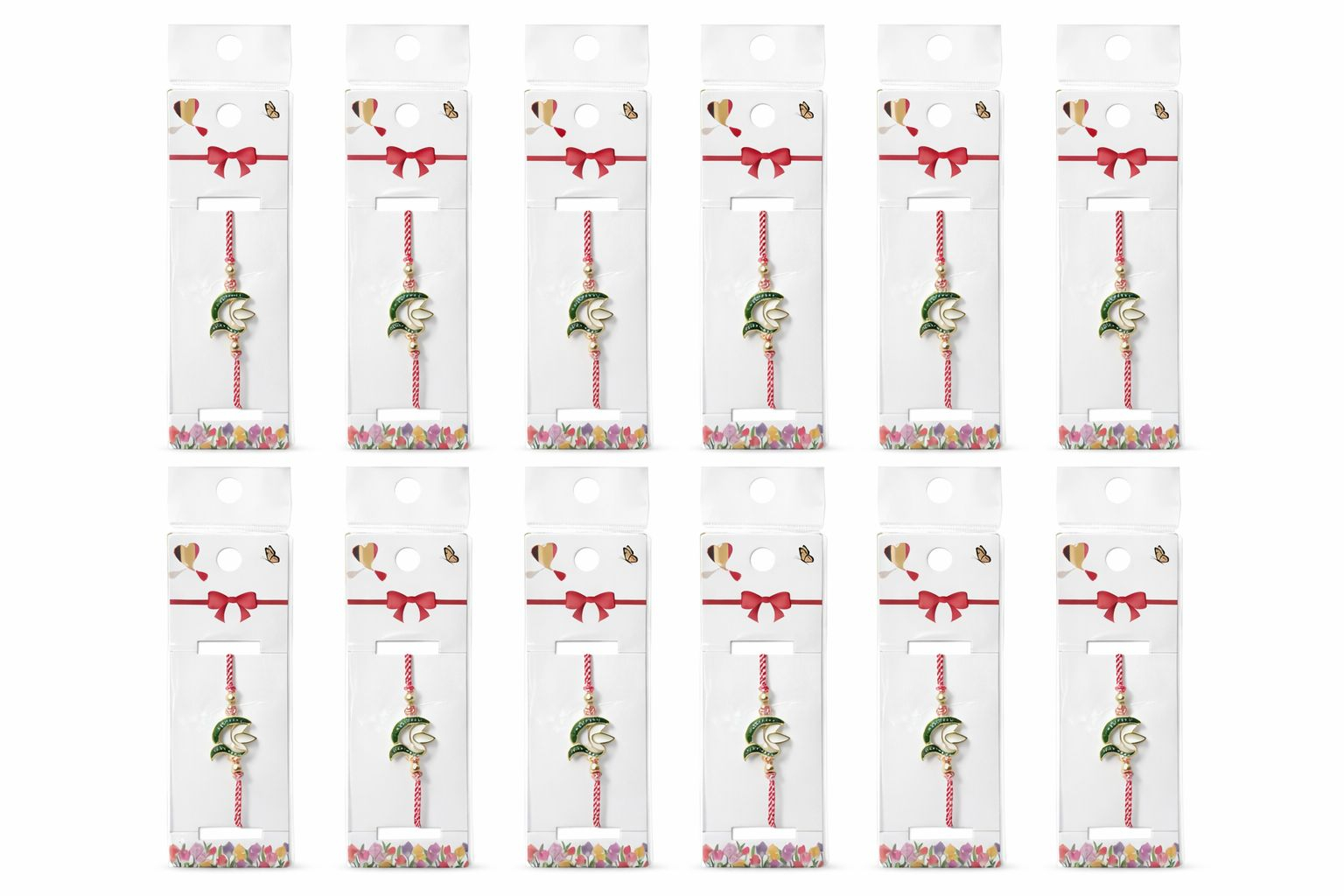 Set 12 bratari martisor cu simbol ghiocel si snur rosu alb, ambalate individual [4]