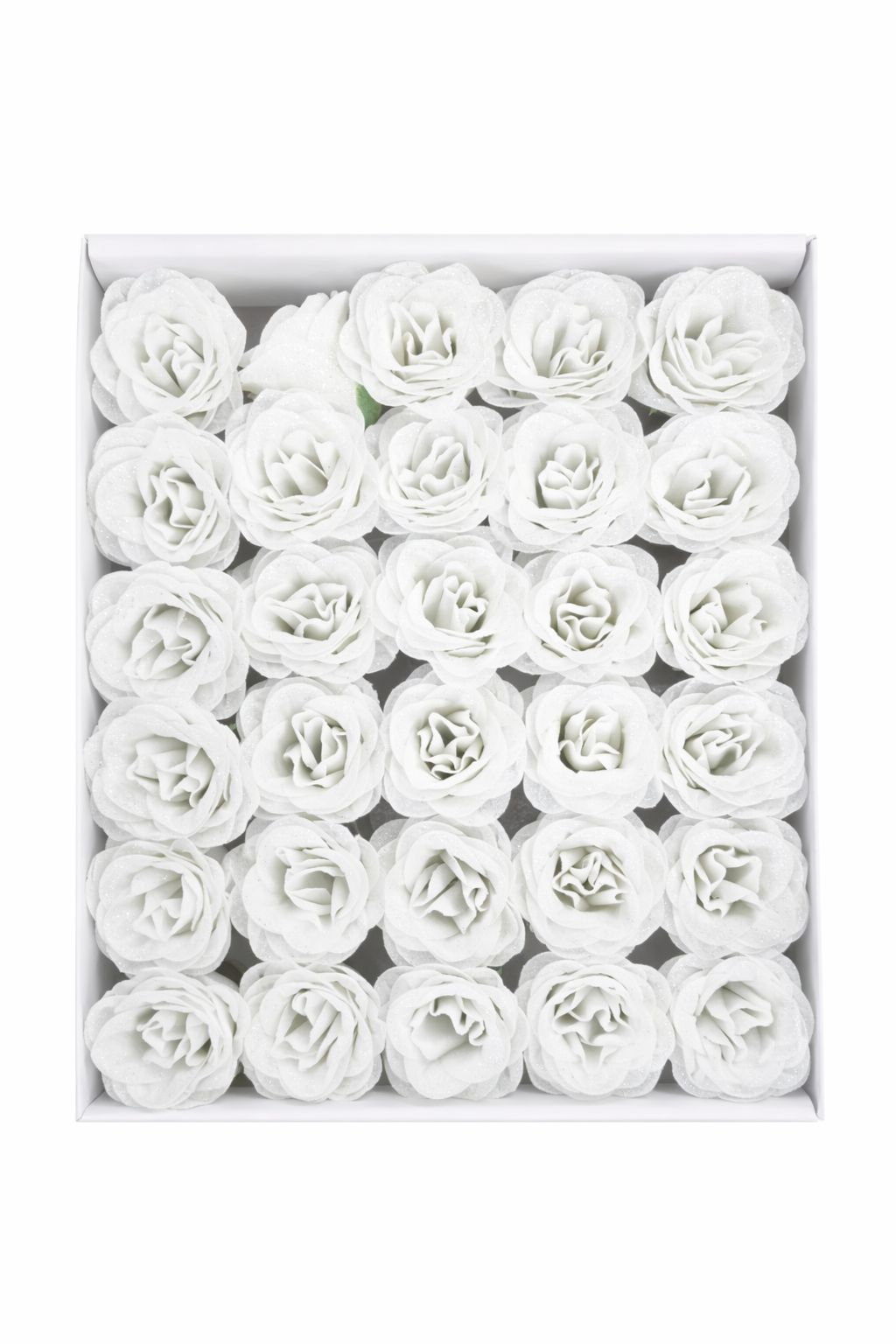 Set 30 Trandafiri Artificiali cu Sclipici Alb, Decor Floral Premium