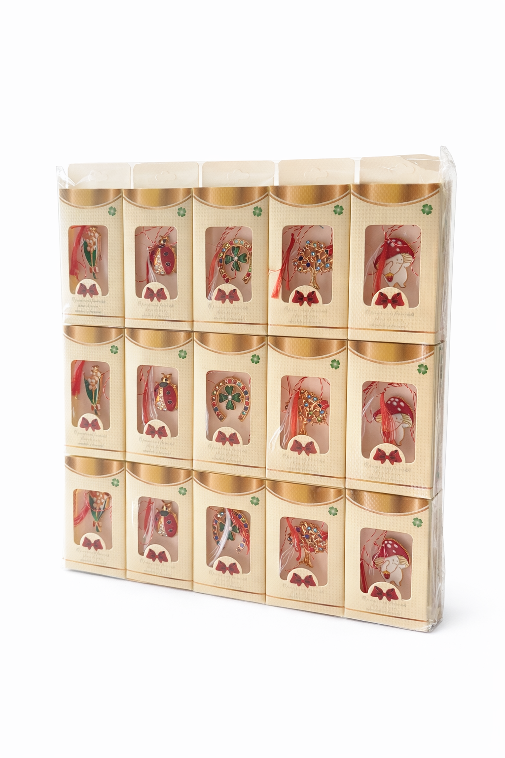 Set 30 Brose Martisor Metalice in Cutie Speciala cu Mesaj, Cadou 1 Martie 10x6 cm [1]