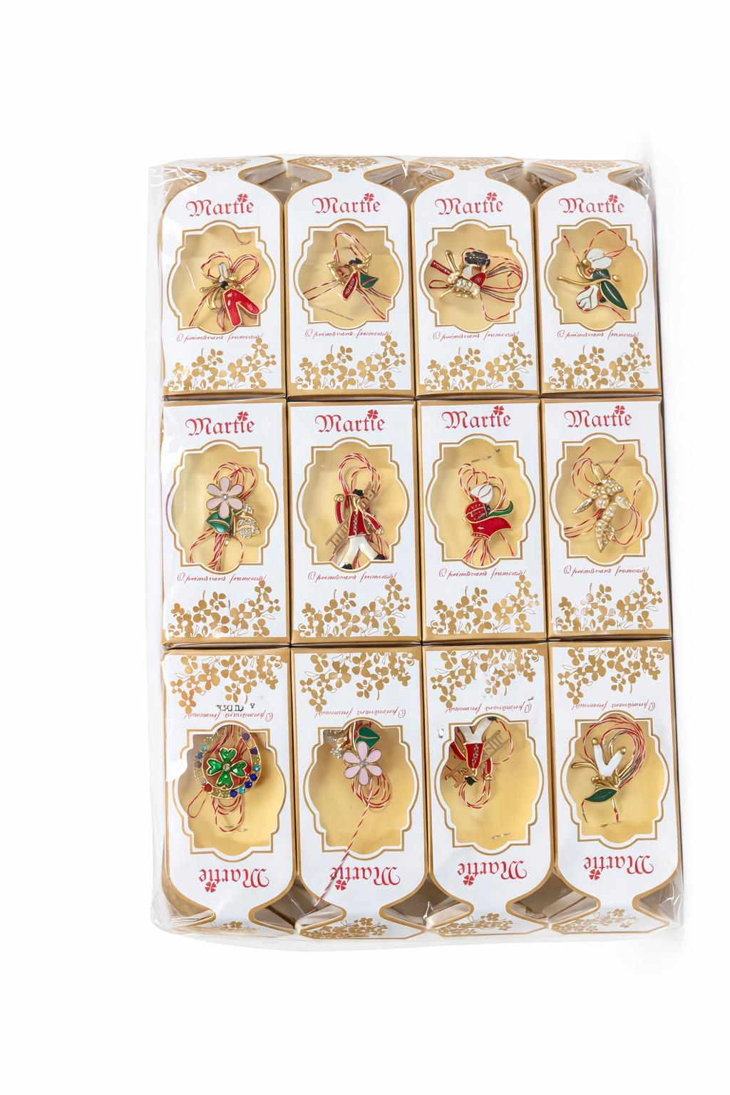 Set 30 brose martisor modele combinate, ambalaj individual elegant, 11.5x5cm [1]
