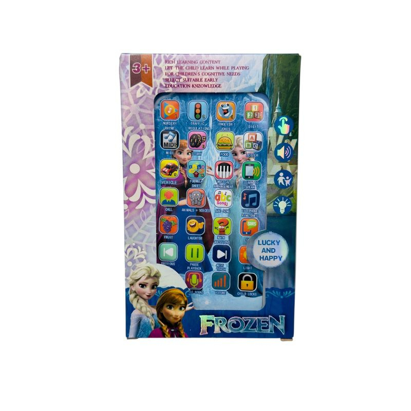 Telefon interactiv copii, jucarie educativa cu sunete si lumini, model tematic albastru, 3+ ani, 17.5x10.5cm