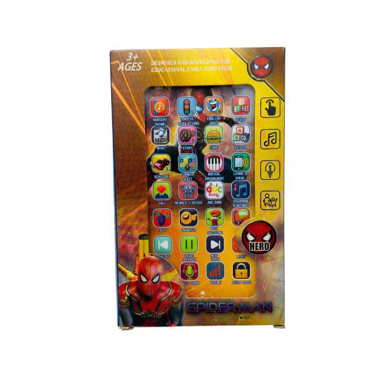 Telefon interactiv copii, jucarie educativa cu sunete si lumini, model super erou, 3+ ani, 17.5x10.5cm