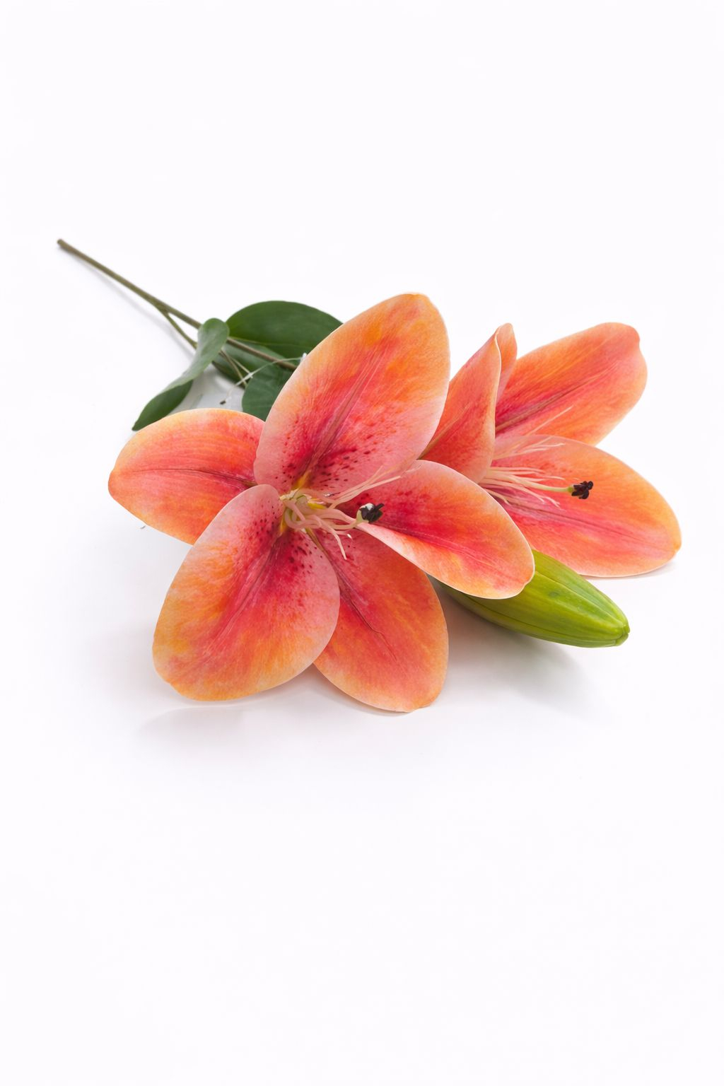 Crin artificial portocaliu delicat cu 2 flori si boboc pe fir unic 63 cm [1]