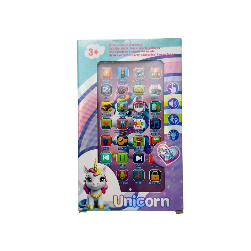Telefon interactiv copii Unicorn, jucarie educativa cu sunete si lumini, 3+ ani, 17.5x10.5cm