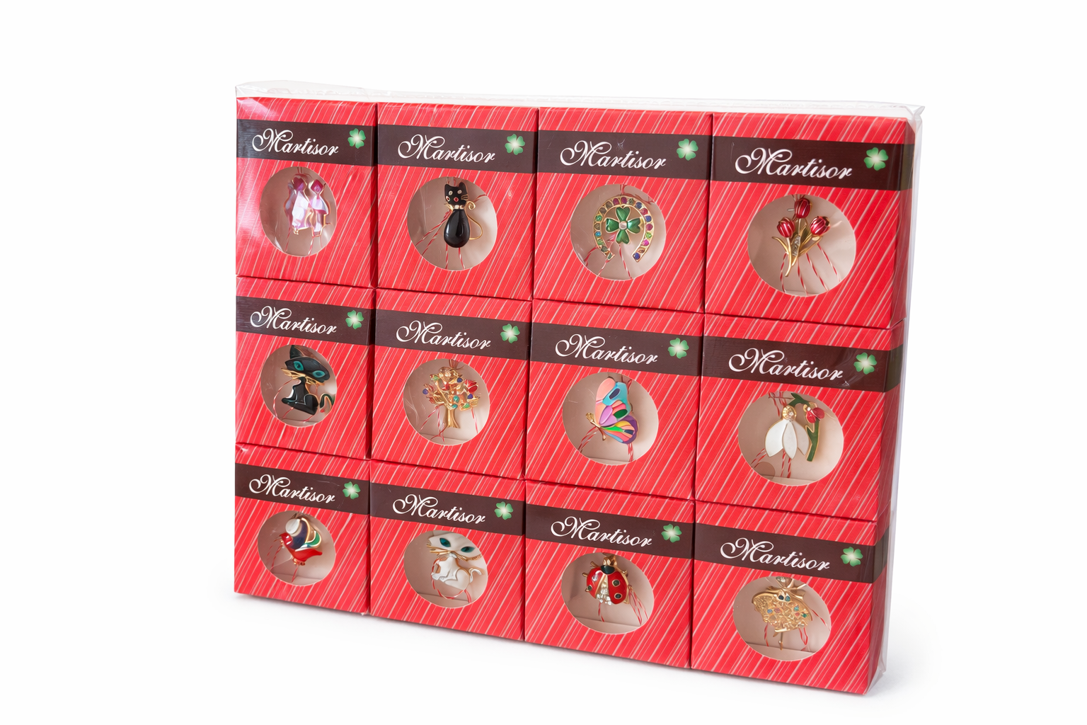 Set 24 Brose Martisor Metalice cu Snur Traditional, Modele Variate, Ambalate Individual 8x1x7 cm [1]