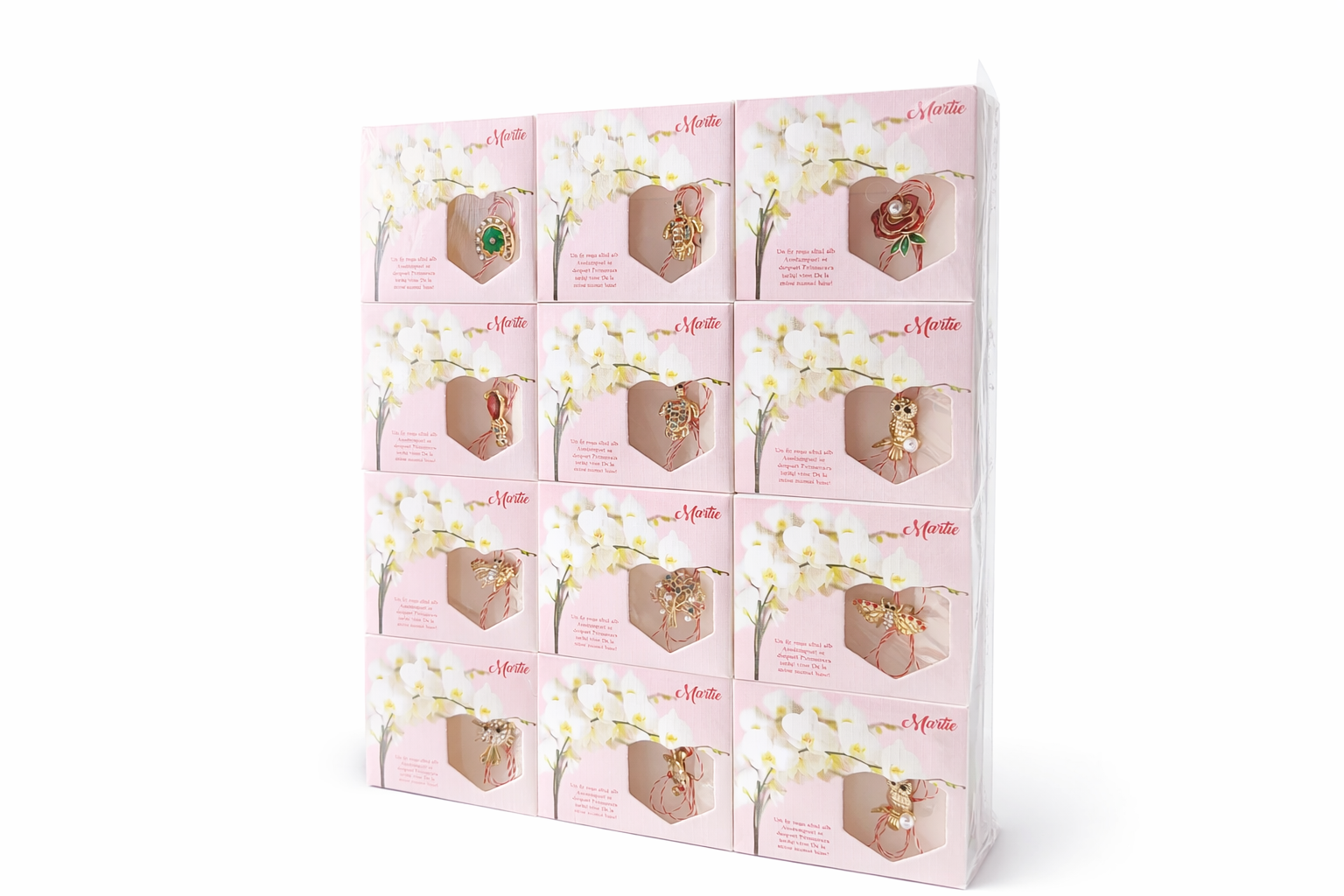 Set 24 Brose Martisor Metalice in Cutie Speciala cu Mesaj, Cadou 1 Martie 9x1x7.5 cm [1]