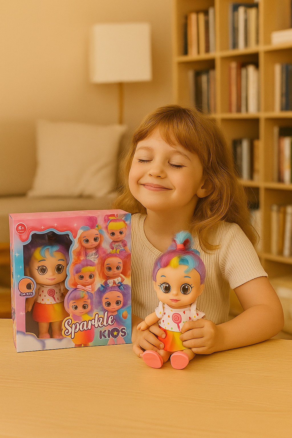 Papusa Sparkle Kids cu ochi mari SD-Eyes si functie muzicala, model colorat, 29x30cm 3+ ani [1]