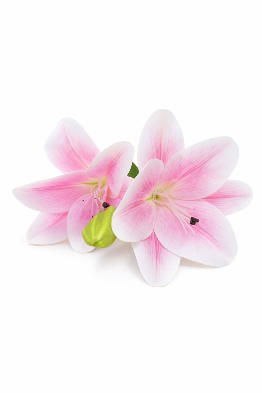 Crin artificial alb cu roz pal delicat, 2 flori si boboc pe fir unic 63 cm [2]