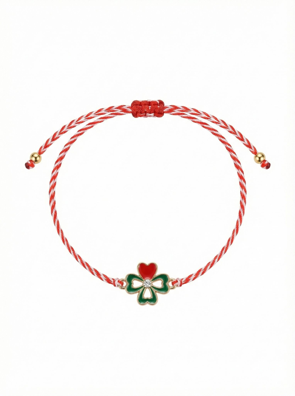 Set 12 Martisoare Bratari Trifoi cu Patru Foi Auriu Noroc [1]