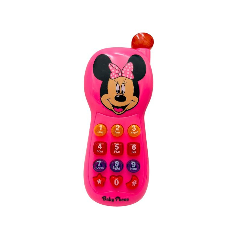 Telefon jucarie pentru bebelusi cu butoane colorate - Roz Rosu 20x9cm