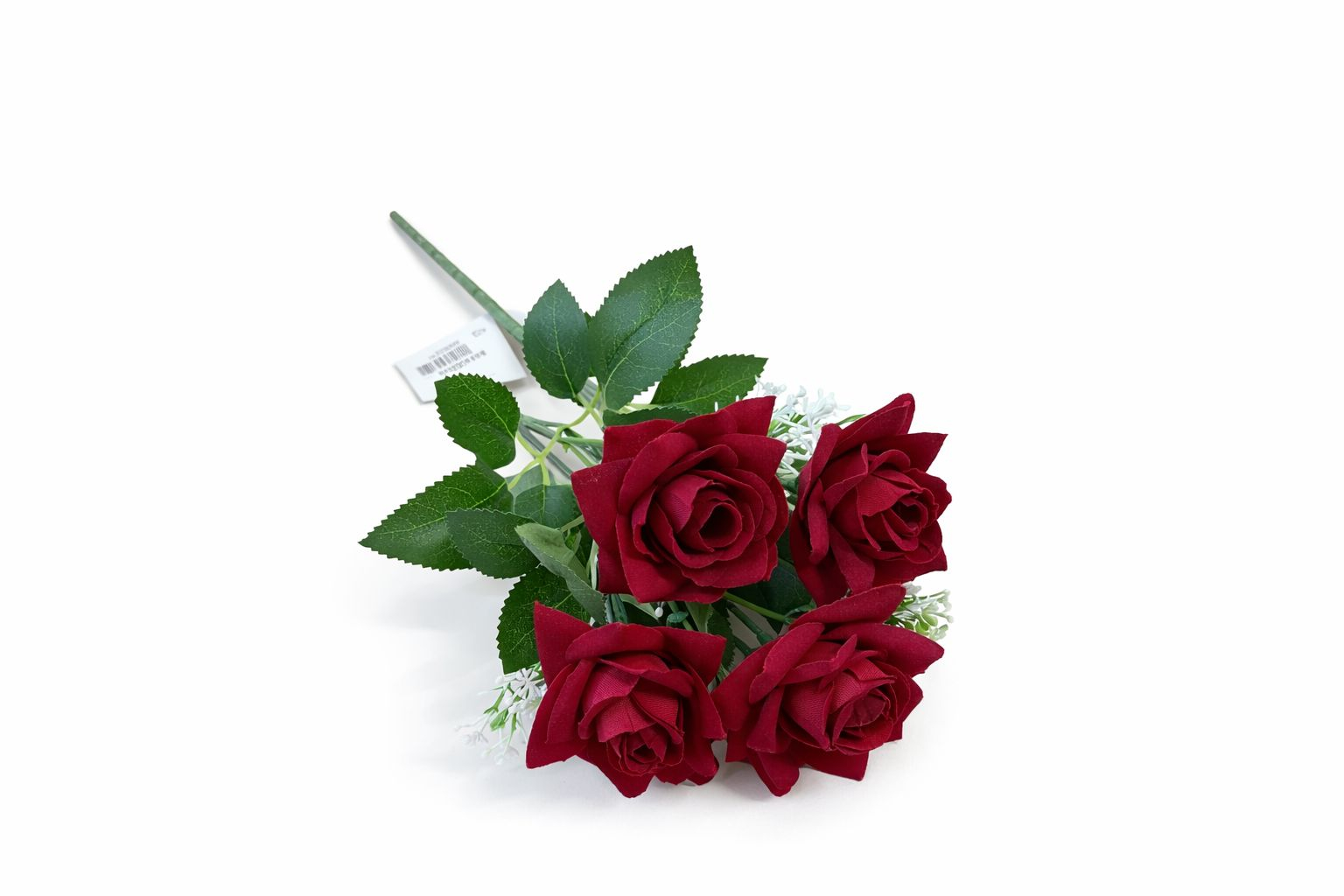 Buchet artificial deosebit cu 7 trandafiri catifelati rosu intens 30 cm [1]