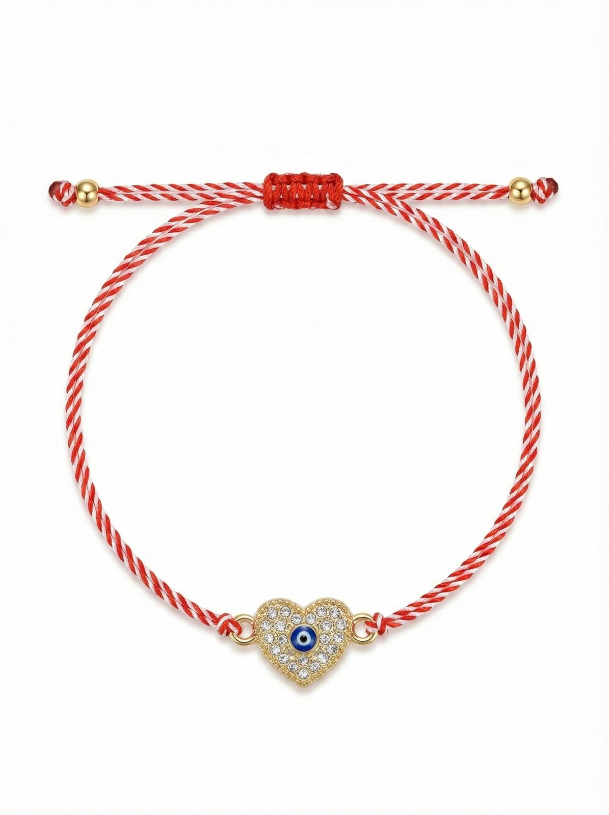 Set 12 bratari martisor inimioara aurie cu strasuri si ochisor protector [1]