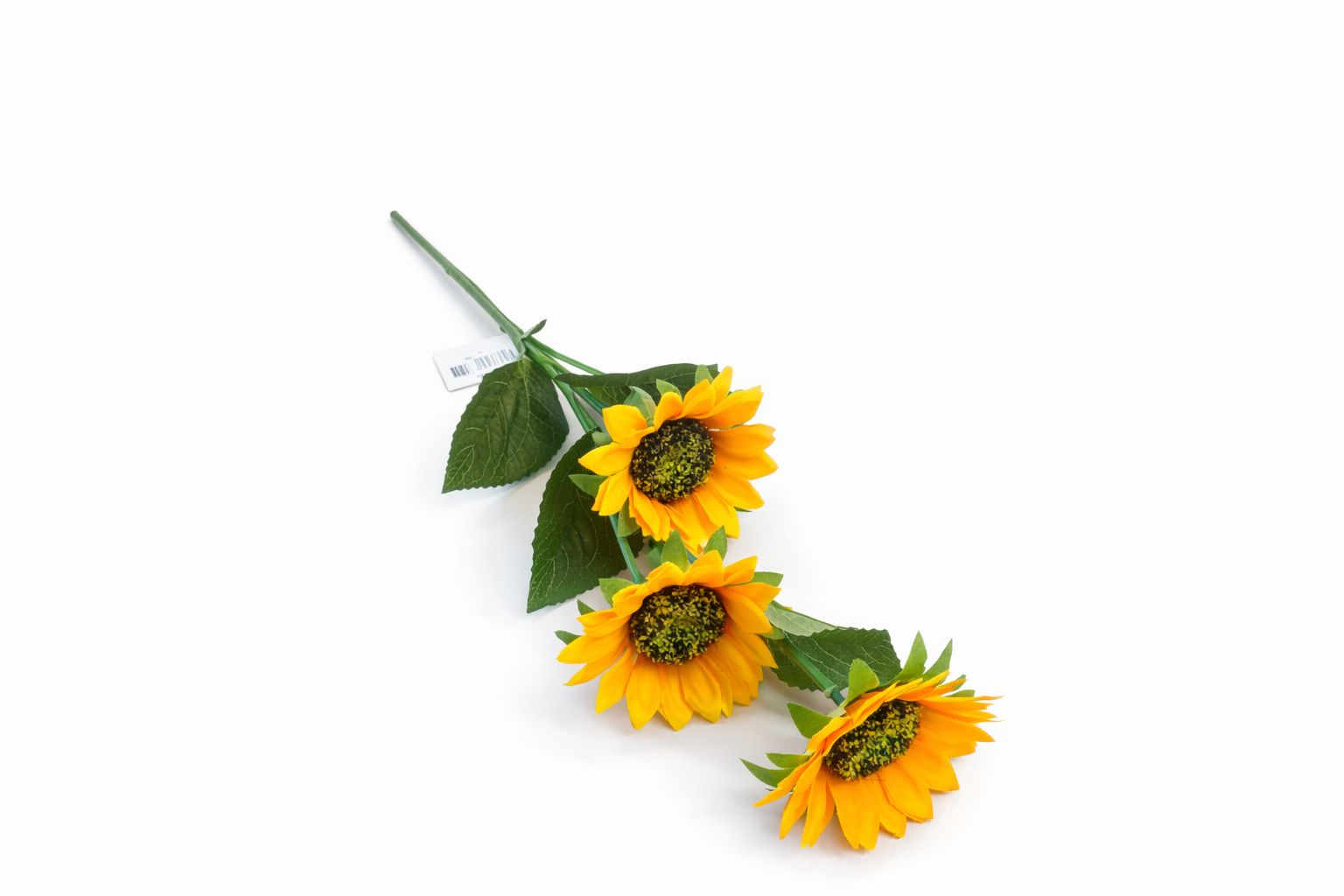 Floarea soarelui artificiala cu 3 flori si 4 frunze, inaltime 60 cm [1]