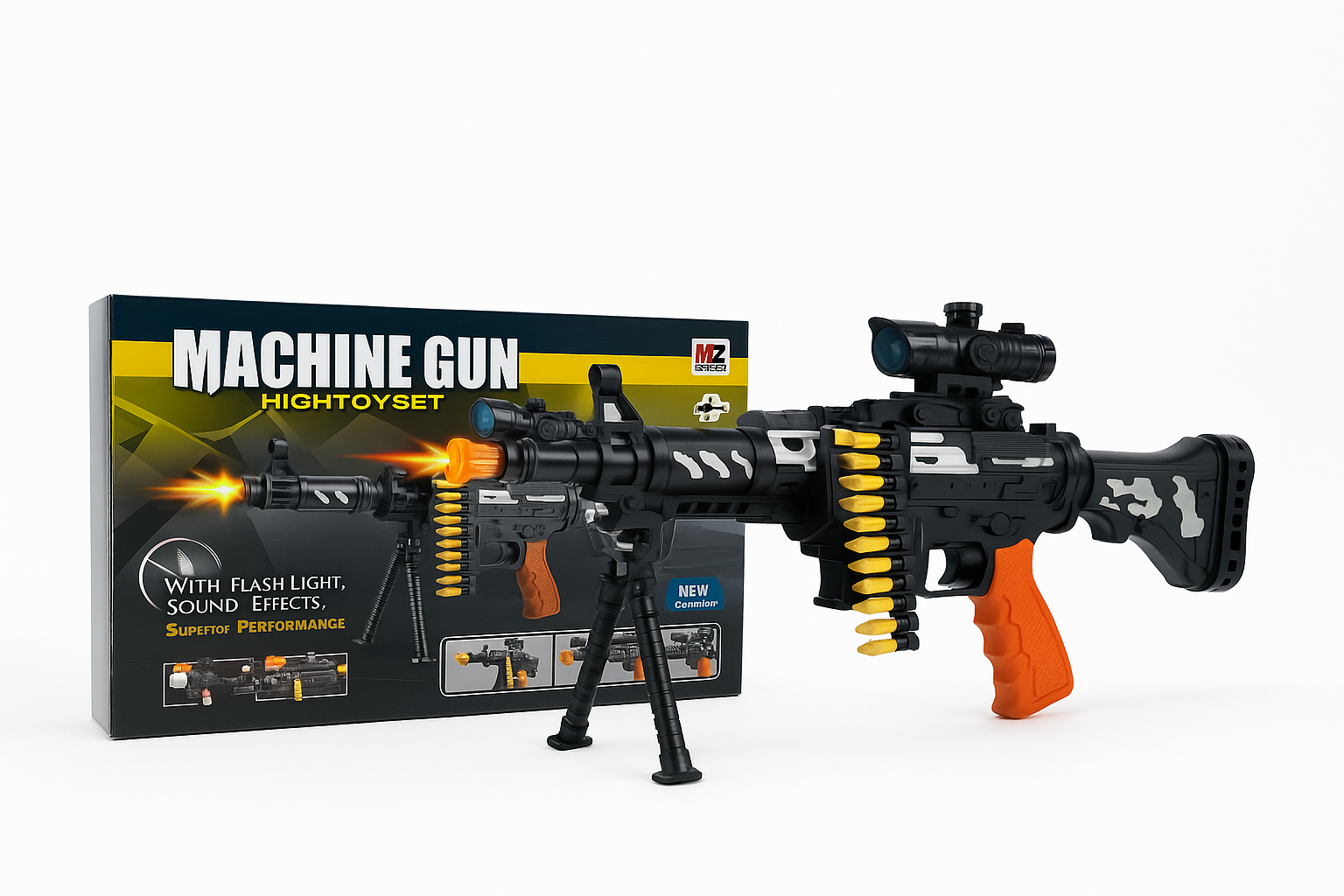 Mitraliera Jucarie cu Lumini si Sunete - Machine Gun Set cu Munitie si Trepied