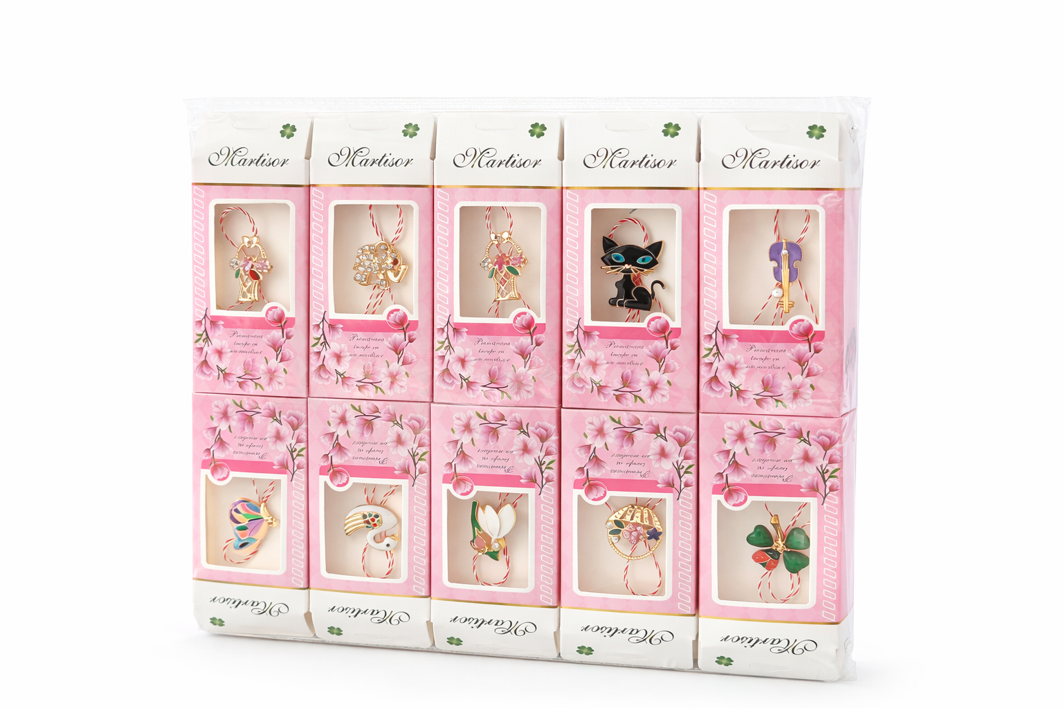 Set 20 Brose Martisor Metalice cu Snur Traditional, Ambalate Individual 12.5x1x5 cm [1]