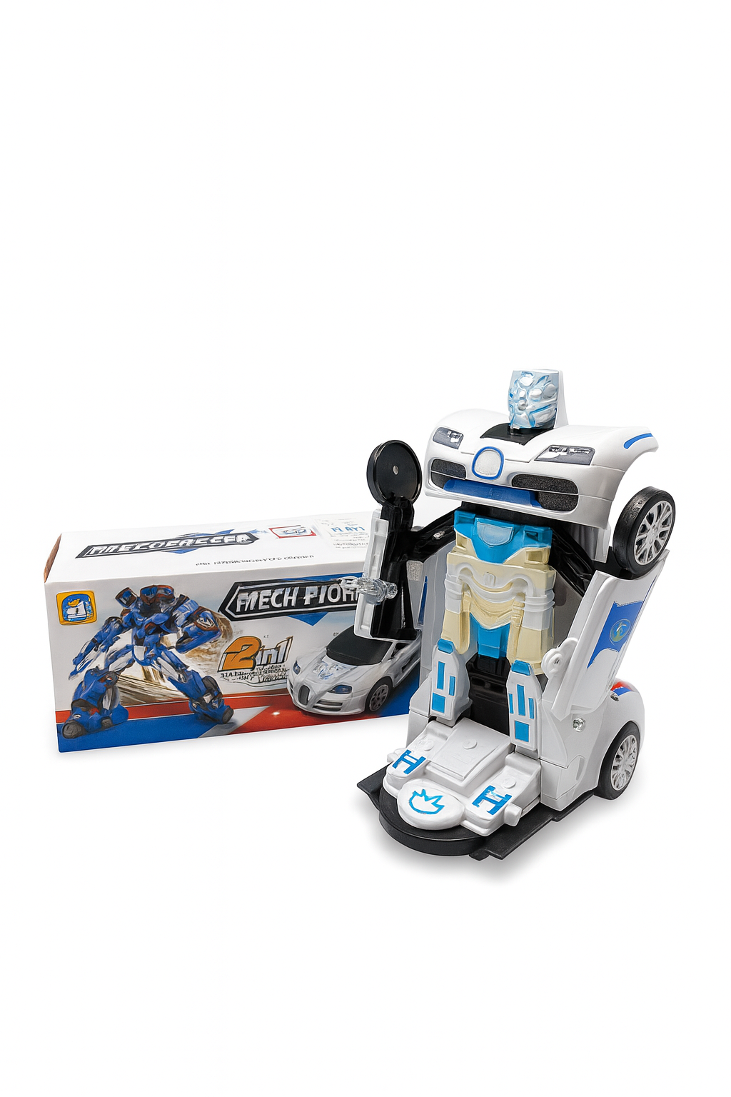 Masina Transformabila 21.5x10 cm - Se Transforma Automat in Robot, Lumini, Sunete, Merge Singura