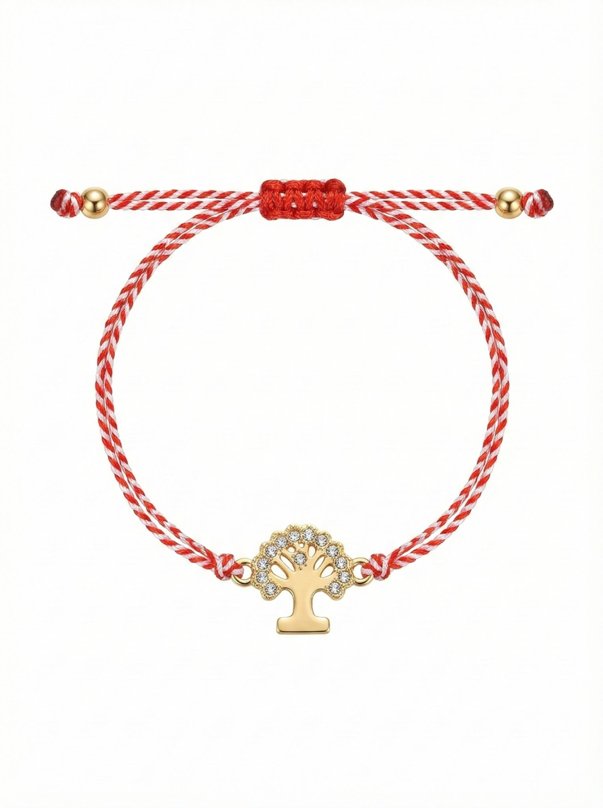 Set 12 Bratari Martisor Copacul Vietii Auriu, Snur Rosu Reglabil, Noroc si Echilibru, 20x11cm [1]