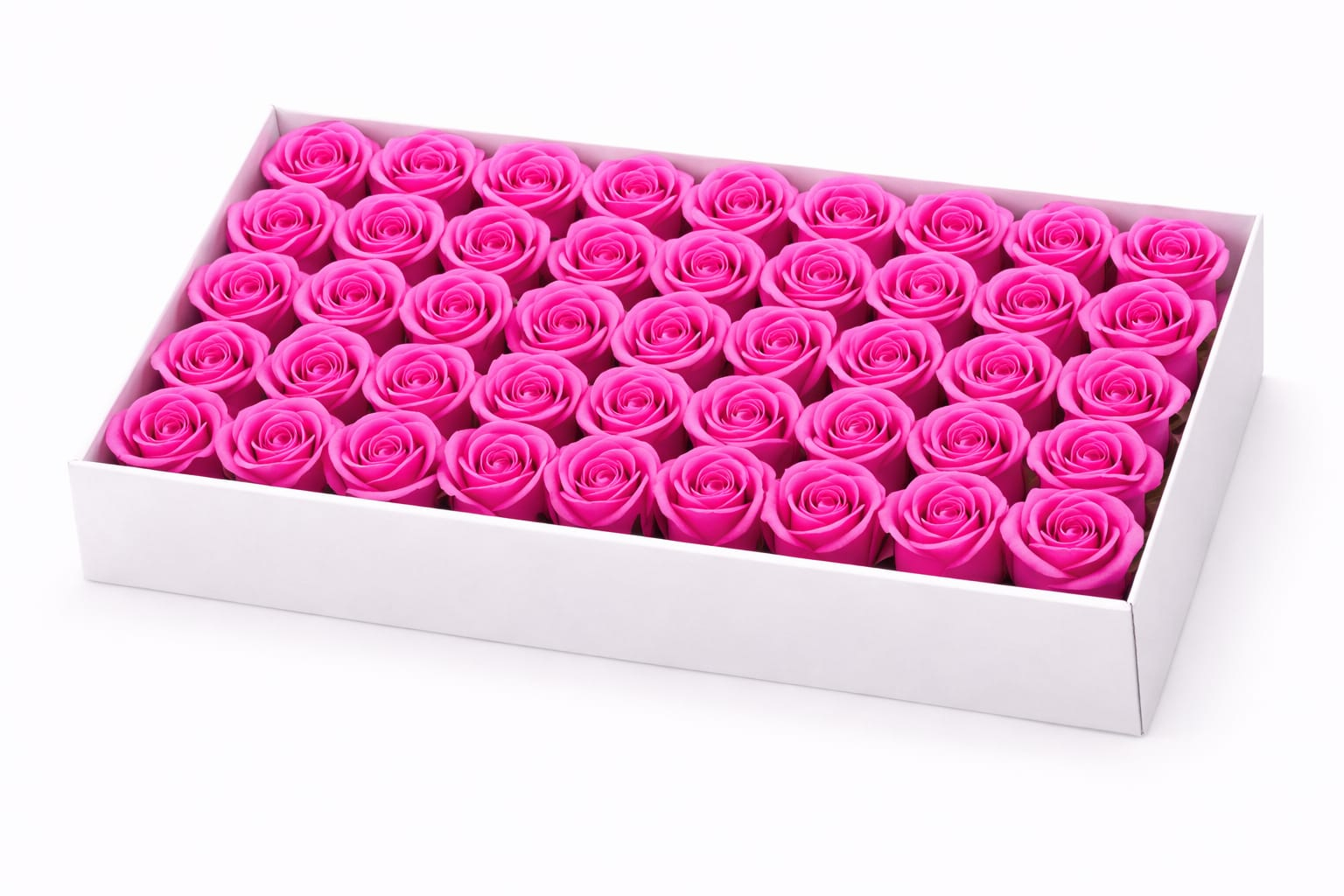 Set 50 trandafiri de sapun parfumati roz intens in cutie eleganta 44x23 cm [1]