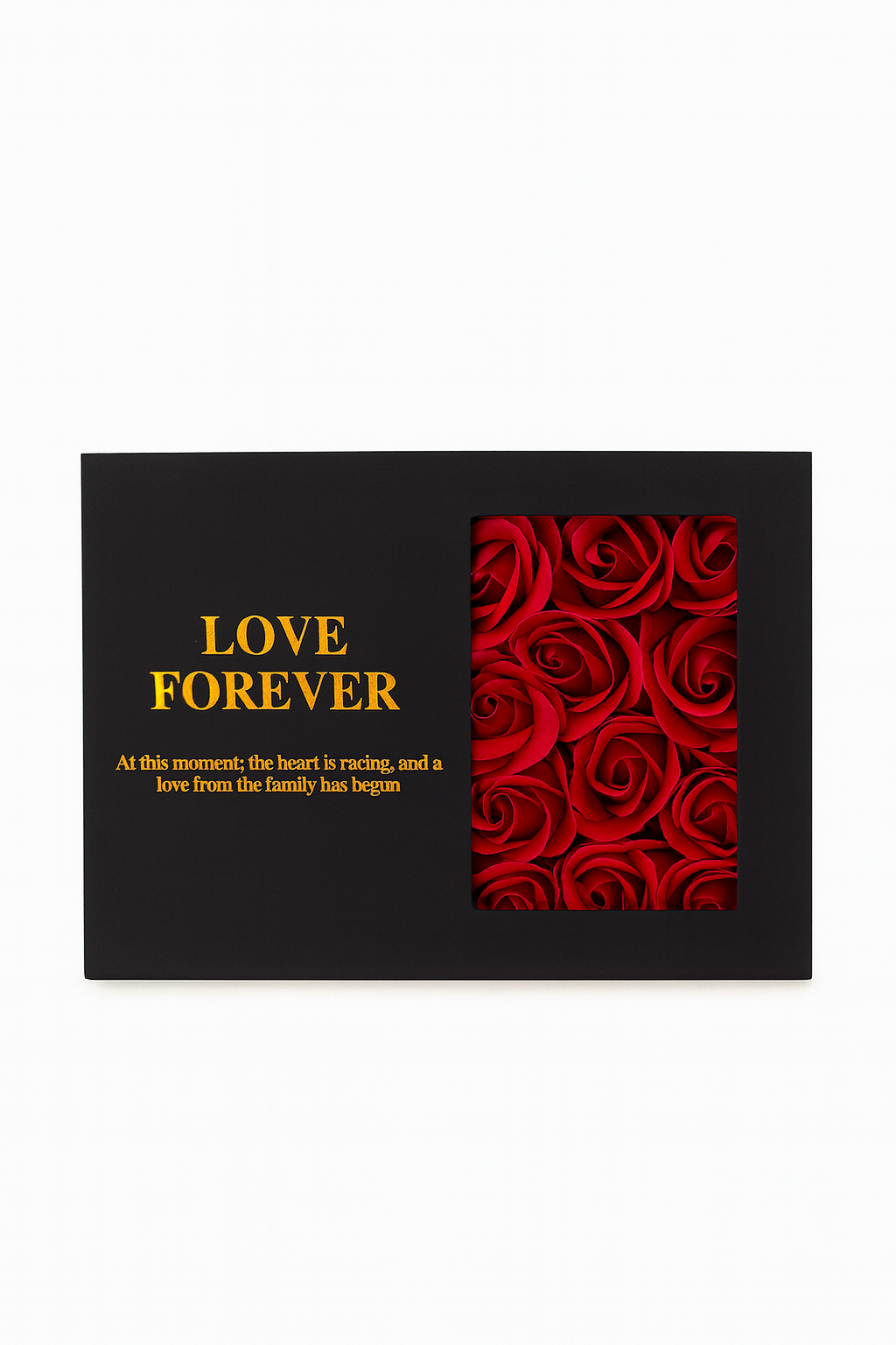 Cutie cadou cu 12 trandafiri artificiali si colier, design Love Forever, negru, 18 x 13 x 5 cm [1]