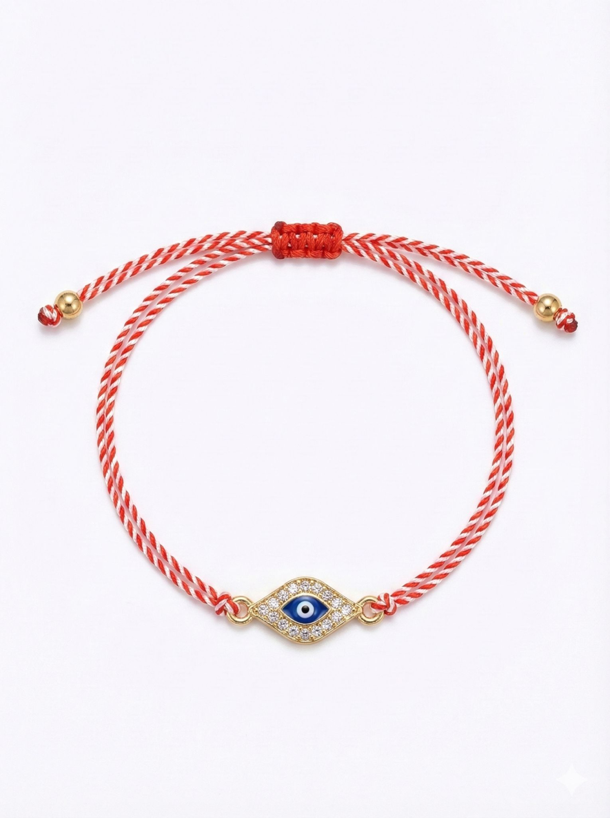 Set 12 bratari martisor talisman protector auriu cu strasuri, snur alb rosu, 20x11cm [1]