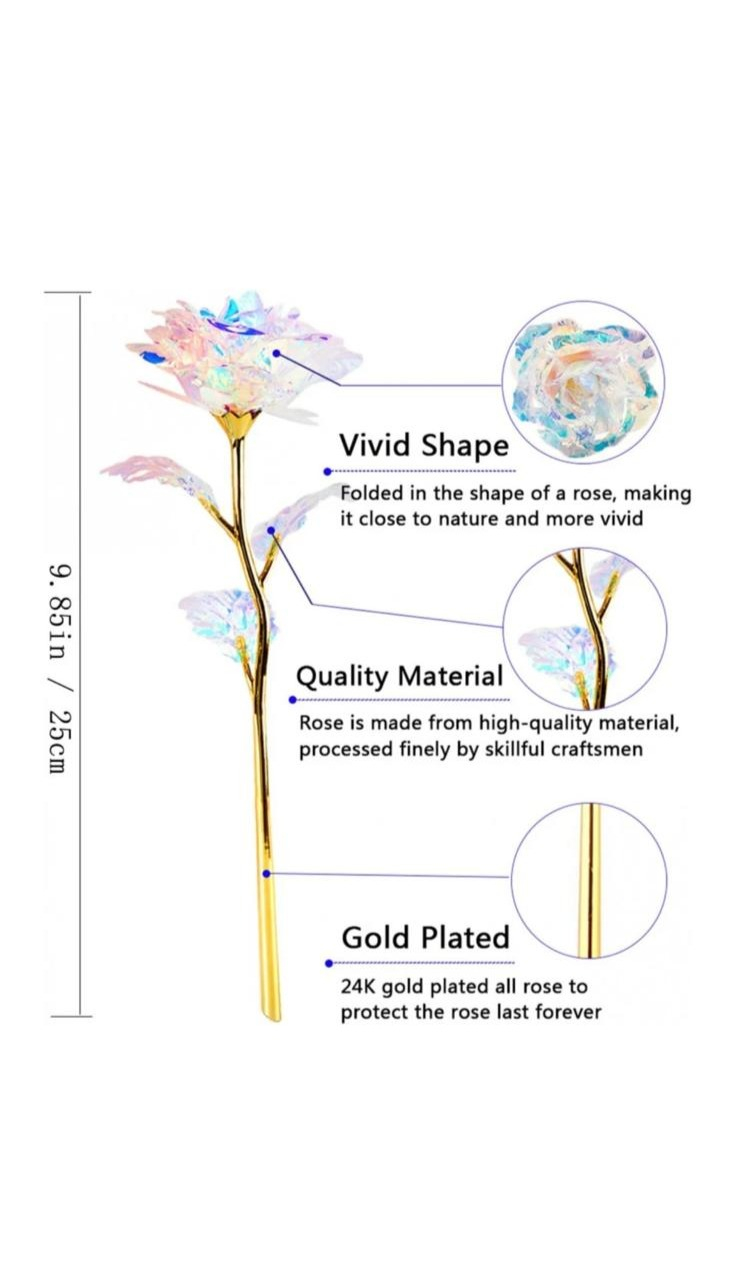 Trandafir auriu cu floare alba irizata, cutie si punga cadou incluse [5]