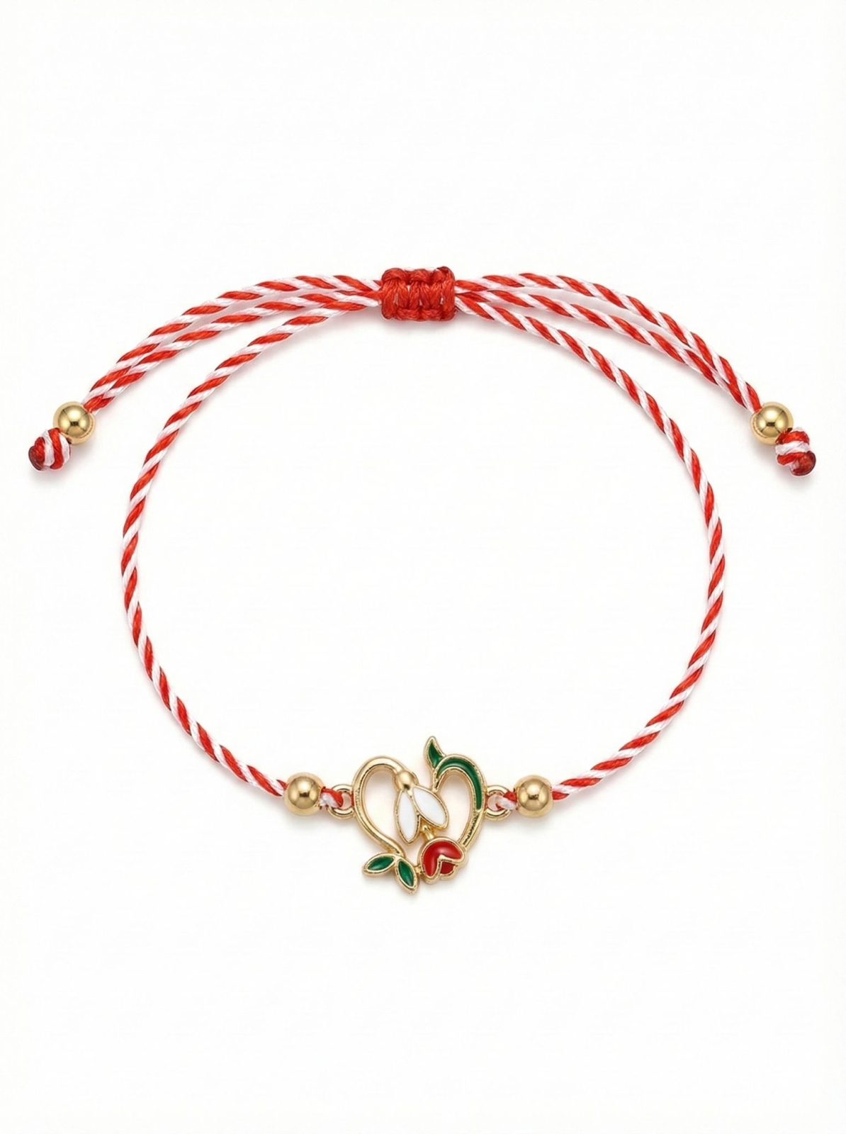 Set 12 Bratari Martisor Ghiocel cu boboc Rosu, simbol Norocos [1]