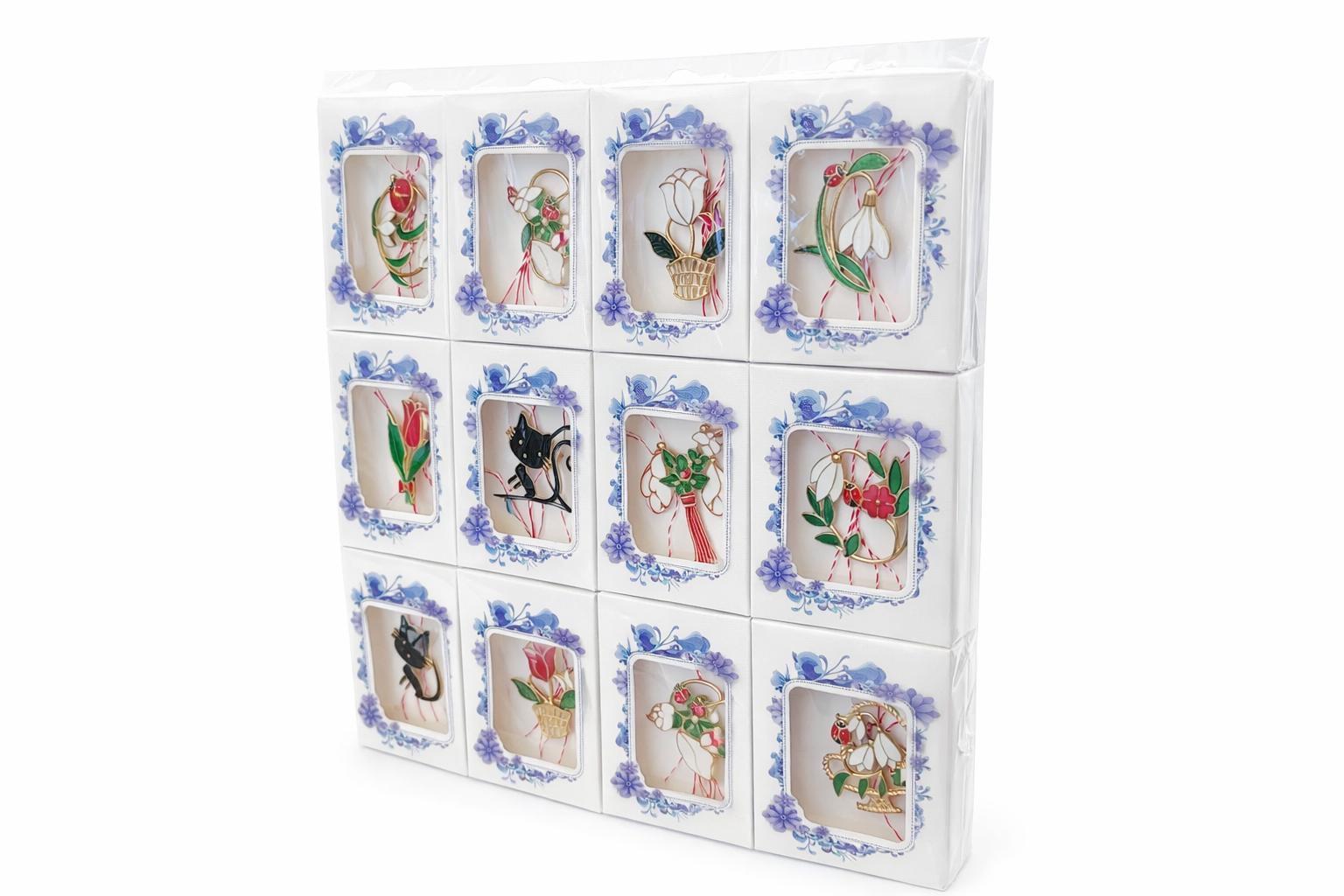 Set 18 brose martisor marime medie ambalaj individual elegant 8.5x8.5 cm [1]