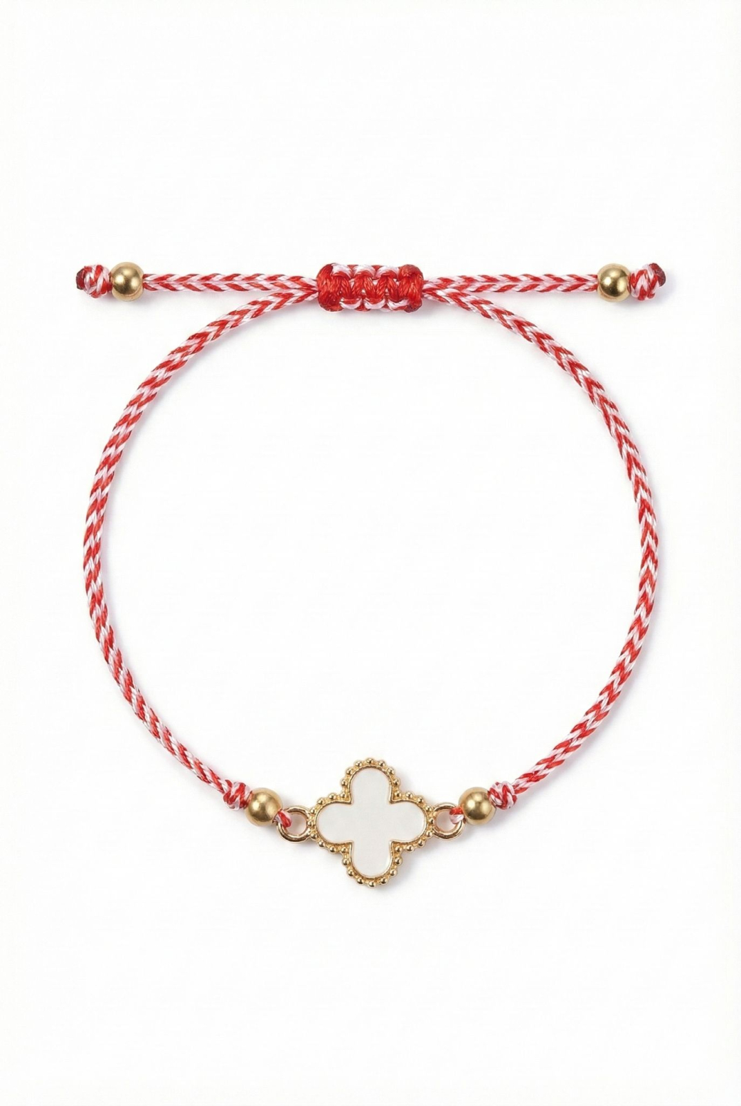 Set 12 bratari martisor cu floare alba sidefata, snur rosu alb, ambalate individual [1]