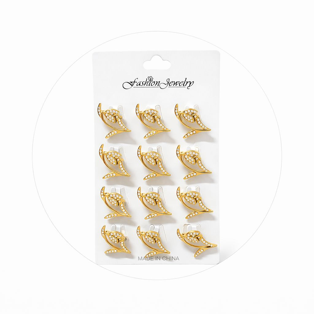 Set 12 brose martisor ghiocel auriu cu perlute albe, simbol puritate si primavara 15x9cm [1]