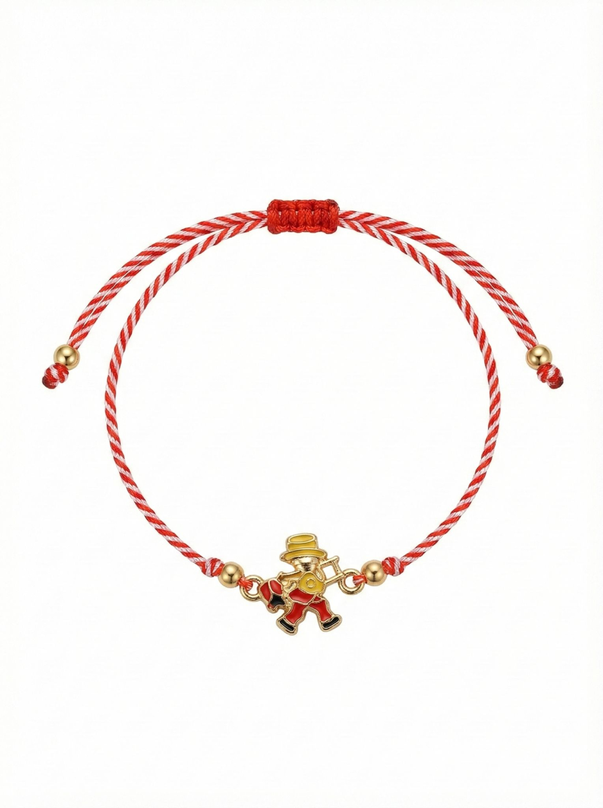 Set 12 bratari martisor cu figurina cosar norocos, snur reglabil rosu-alb [1]