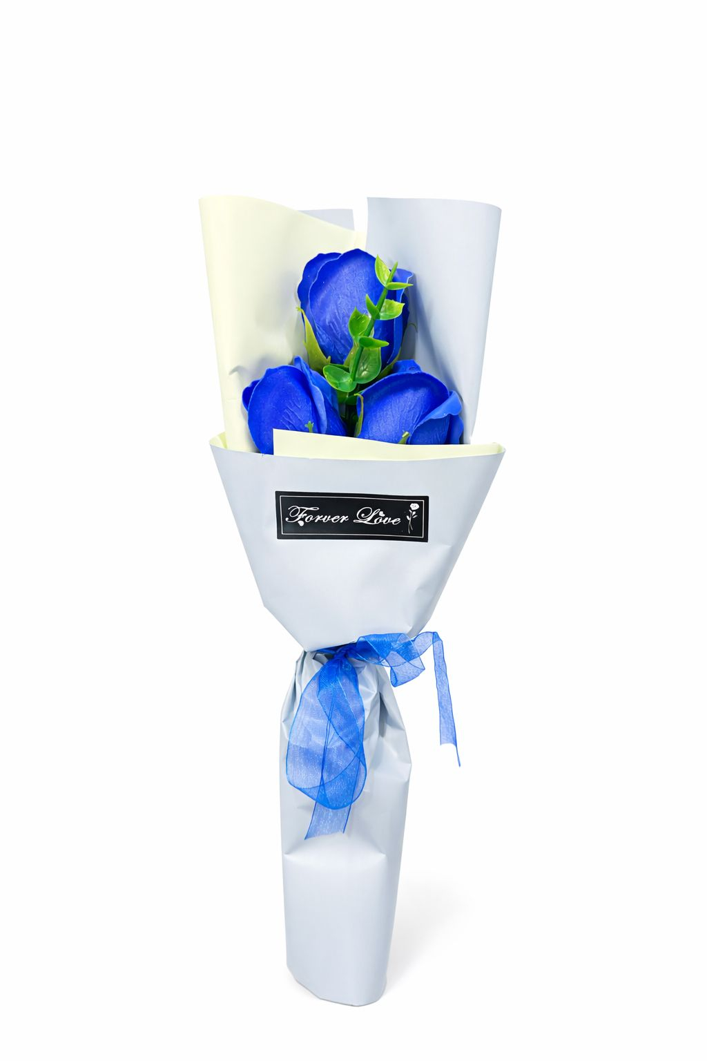 Buchet 3 trandafiri de sapun, decorativi, 30 cm