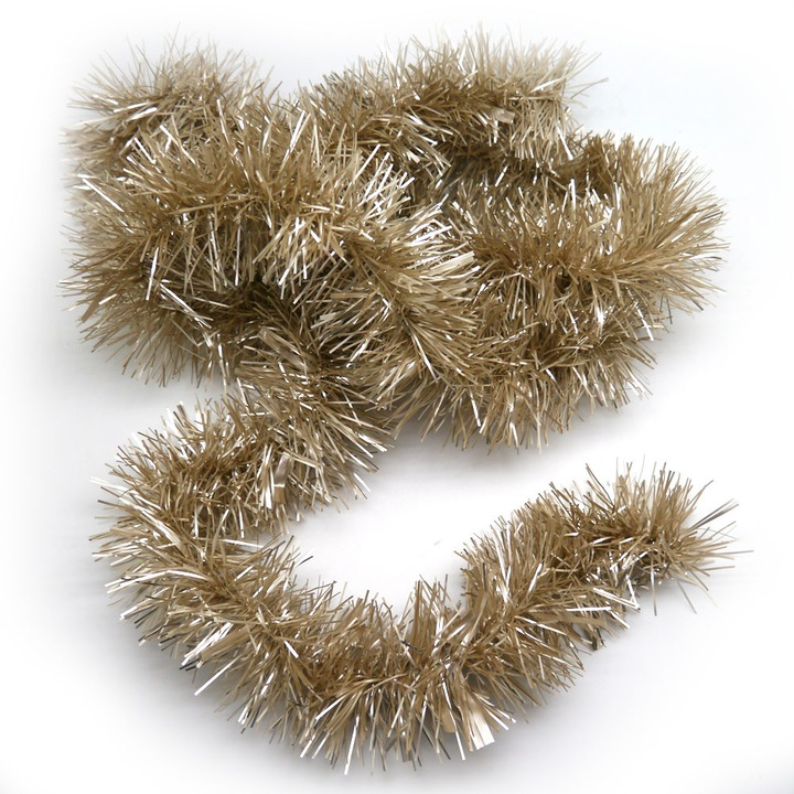 Ghirlanda Craciun Aurie 200 cm, Groasa 8 cm, Decor Brad si Aranjamente Festive