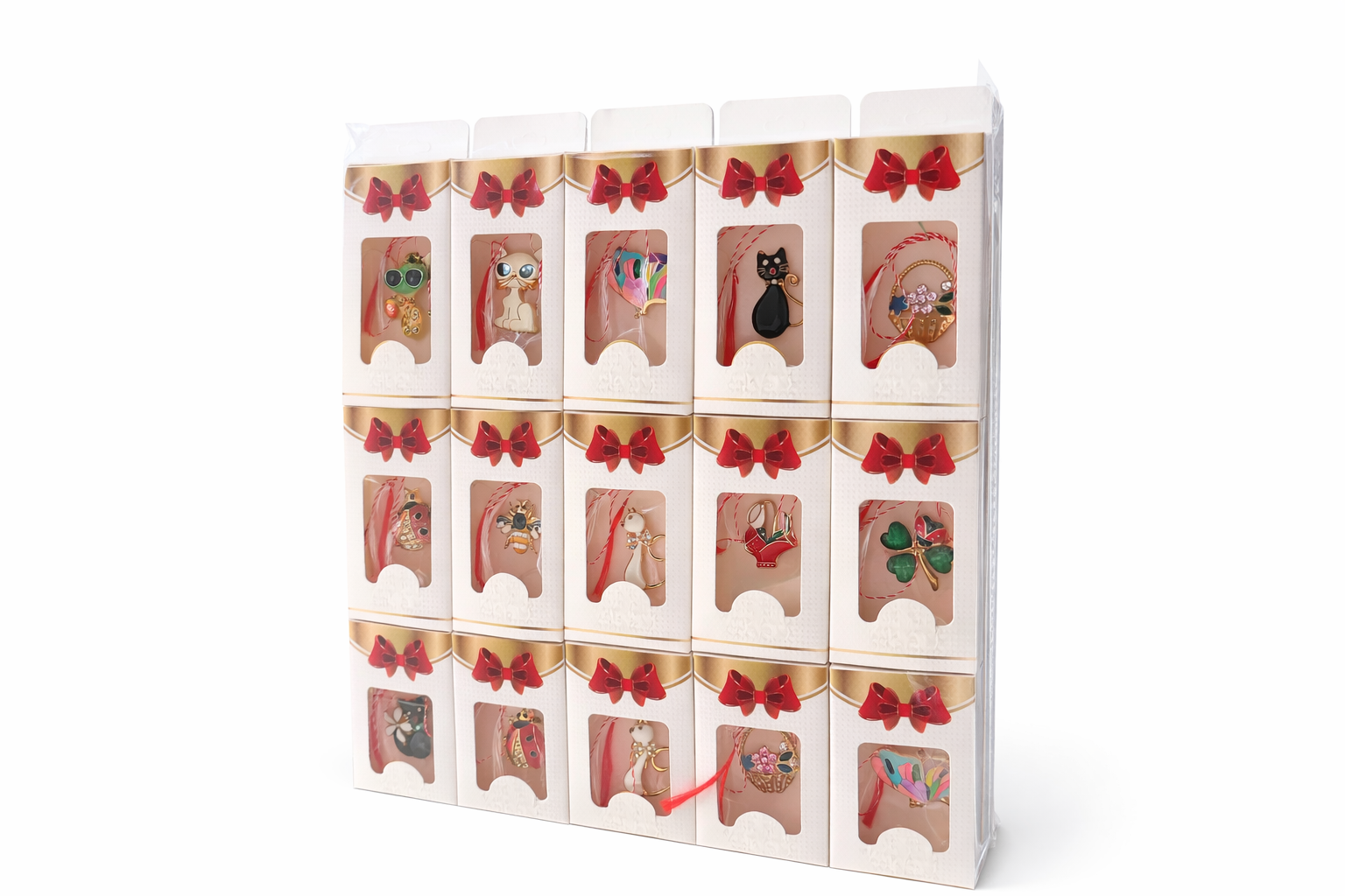 Set 30 Brose Martisor in Cutie Speciala cu Mesaj, Cadou 1 Martie 10x6 cm [1]