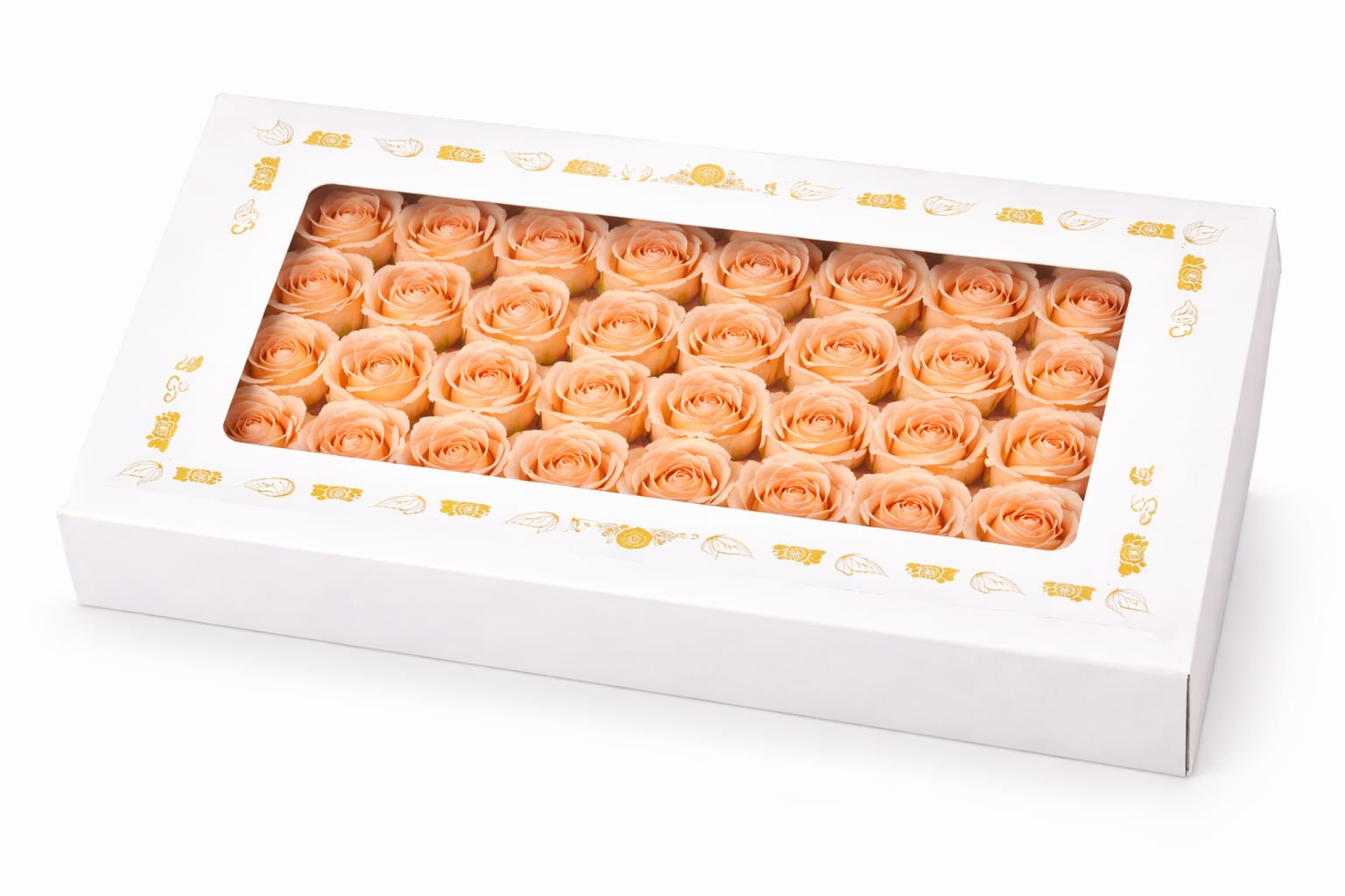 Set 50 Trandafiri de Sapun Parfumati in Cutie Eleganta Cadou 44x23 cm Somon [1]
