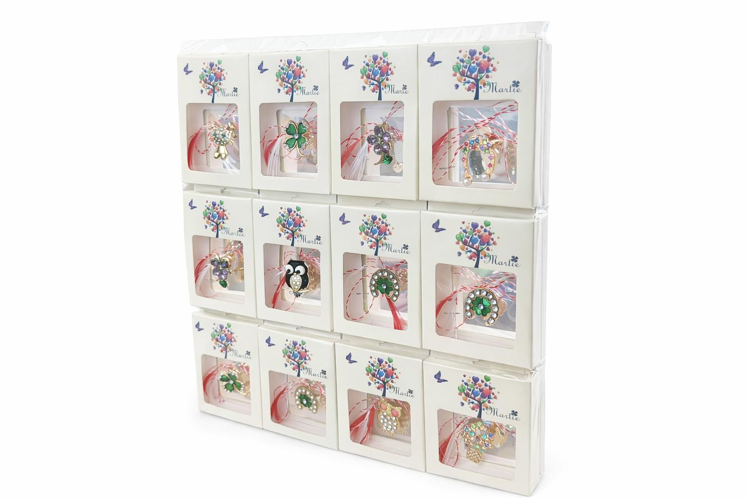 Set 24 brose martisor premium modele variate ambalaj individual elegant 8x6 cm [1]