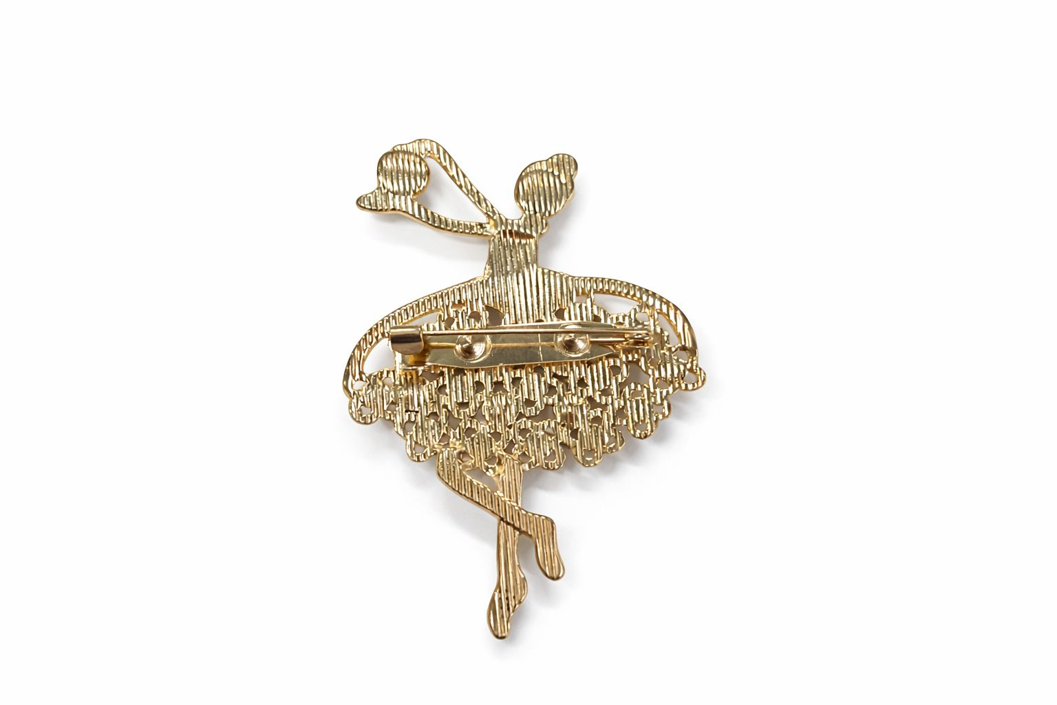 Brosa balerina 6x4 cm, finisaj auriu cu pietre colorate, cadou primavara elegant [3]