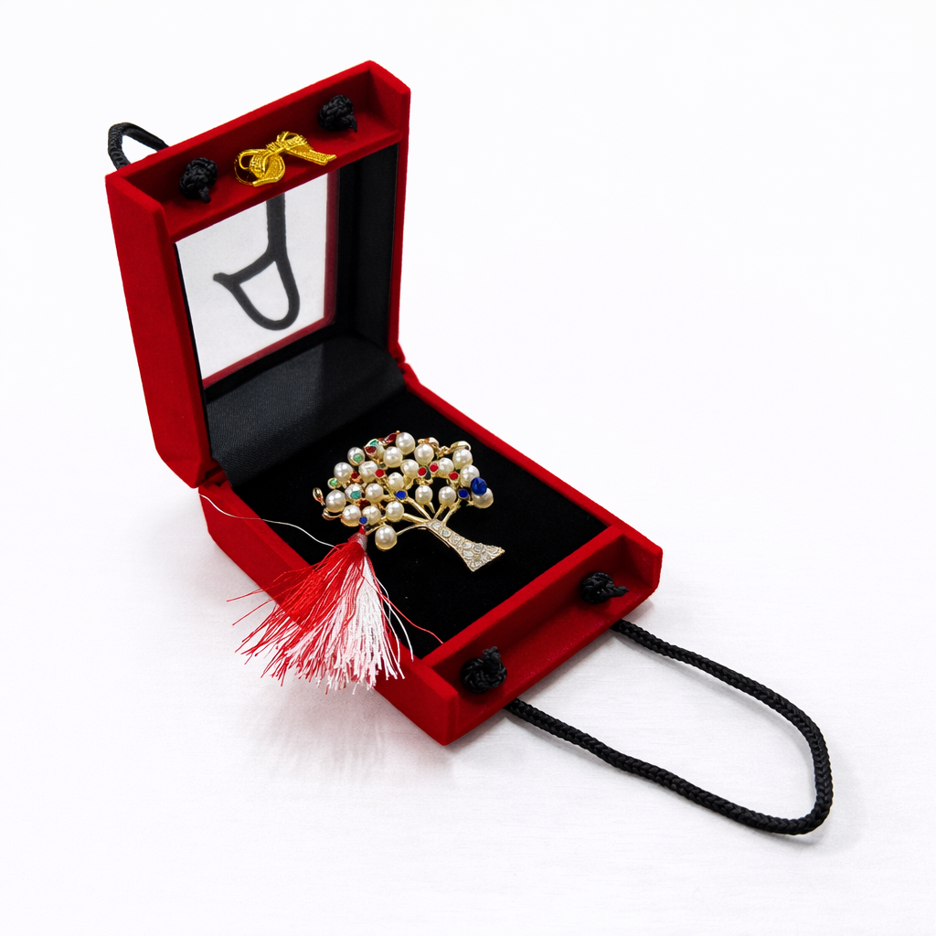 Brosa Copac Martisor cu Perle si Strasuri Colorate in Cutie Eleganta [0]