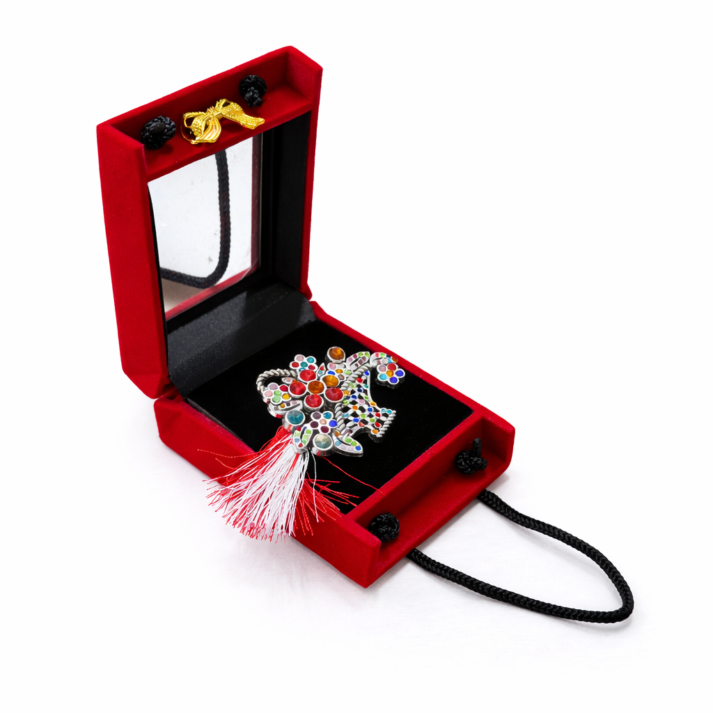 Brosa Cosulet cu pietre multicolore in Cutie Eleganta [0]