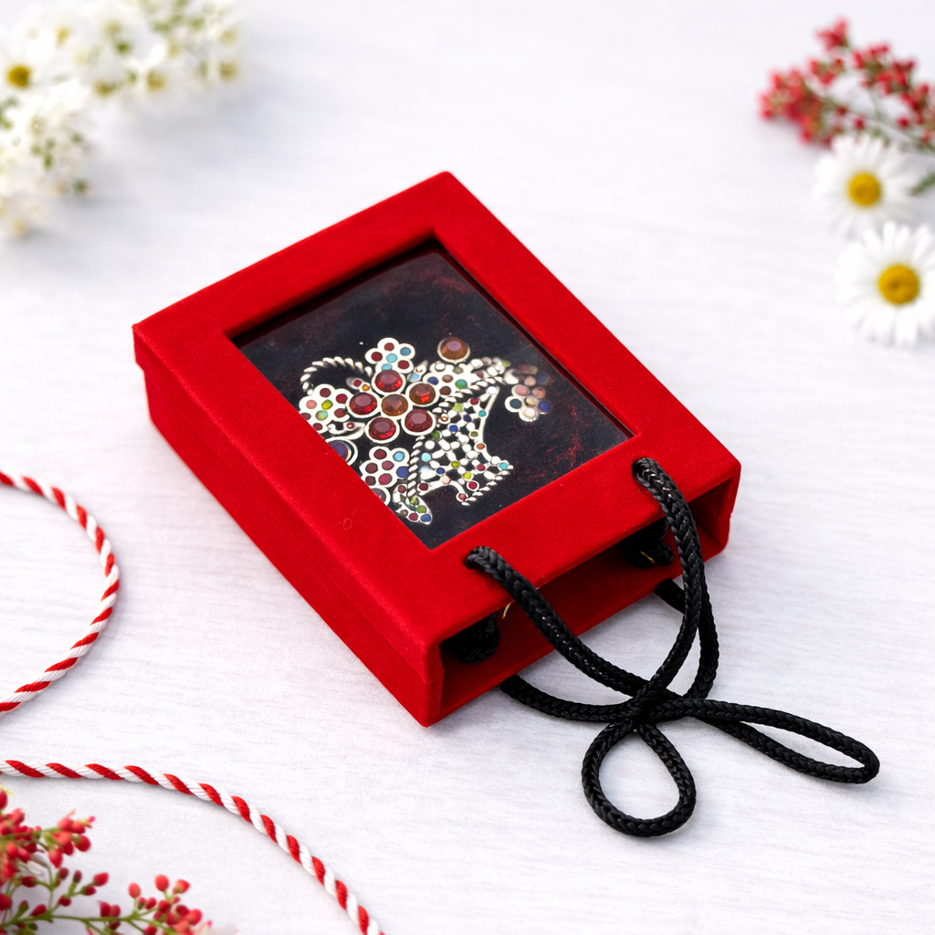 Brosa Cosulet cu pietre multicolore in Cutie Eleganta [1]