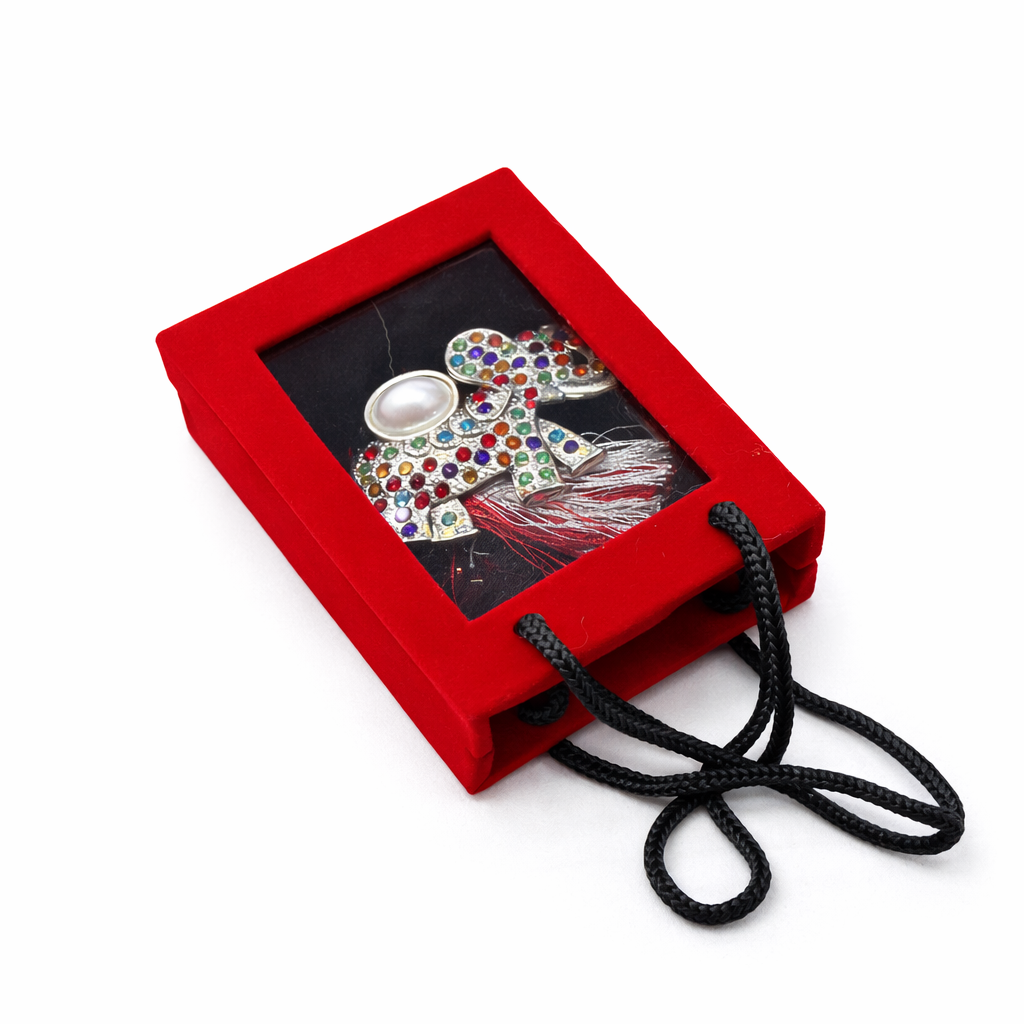 Brosa Elefant Martisor cu Strasuri Multicolore si Perla in Cutie Eleganta [0]