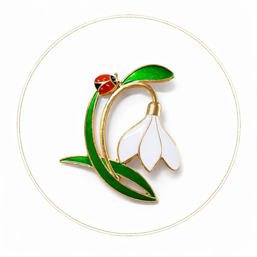 Brosa floare 5x5 cm, finisaj auriu cu email si pietre, cadou primavara elegant [2]