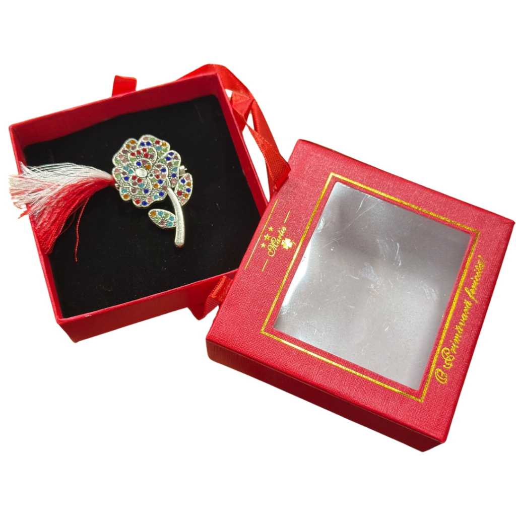 Brosa Floare Martisor cu Strasuri Multicolore in Cutie Cadou Eleganta [0]